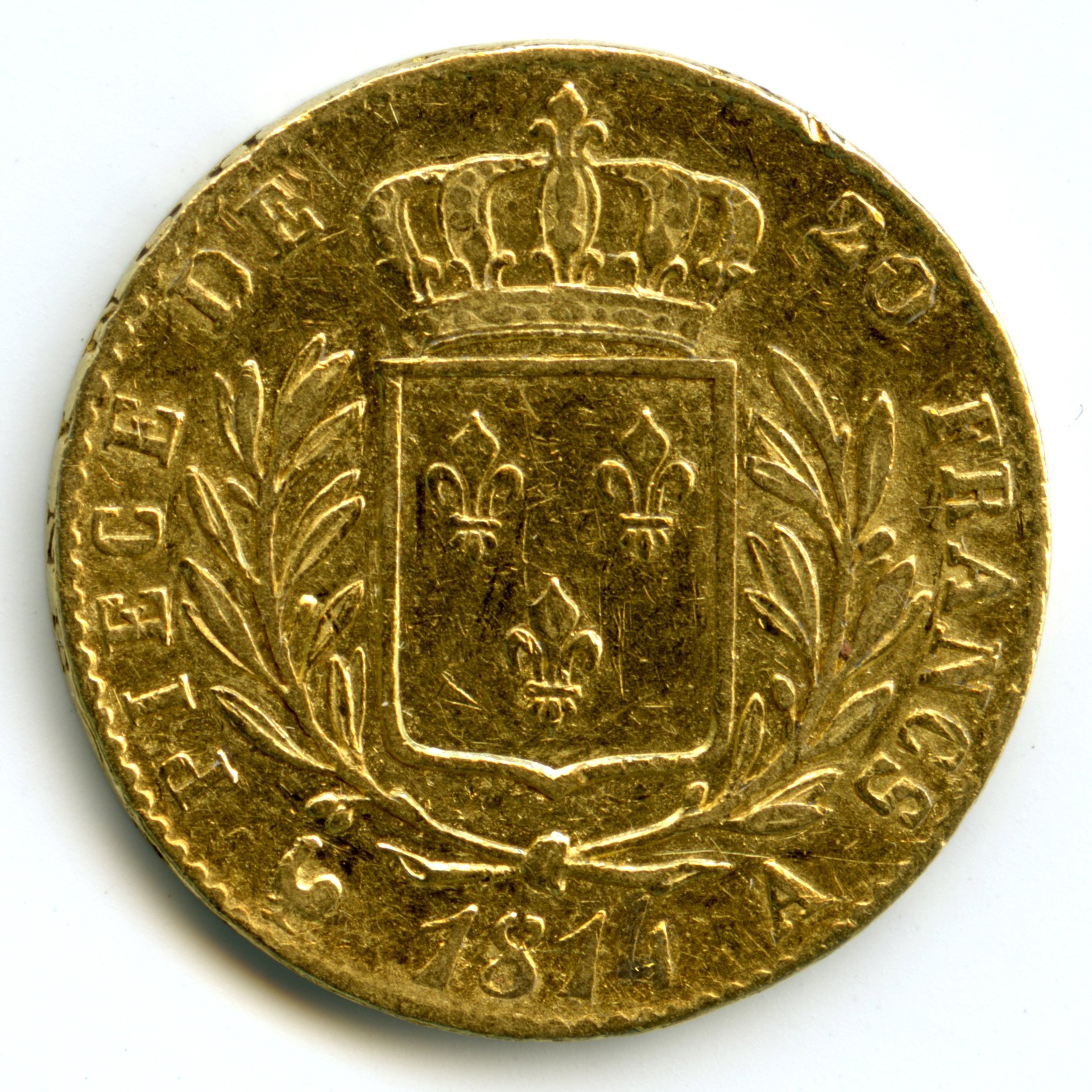 Louis XVIII - 20 Francs - 1814 A revers Louis XVIII - 20 Francs - 1814 A revers