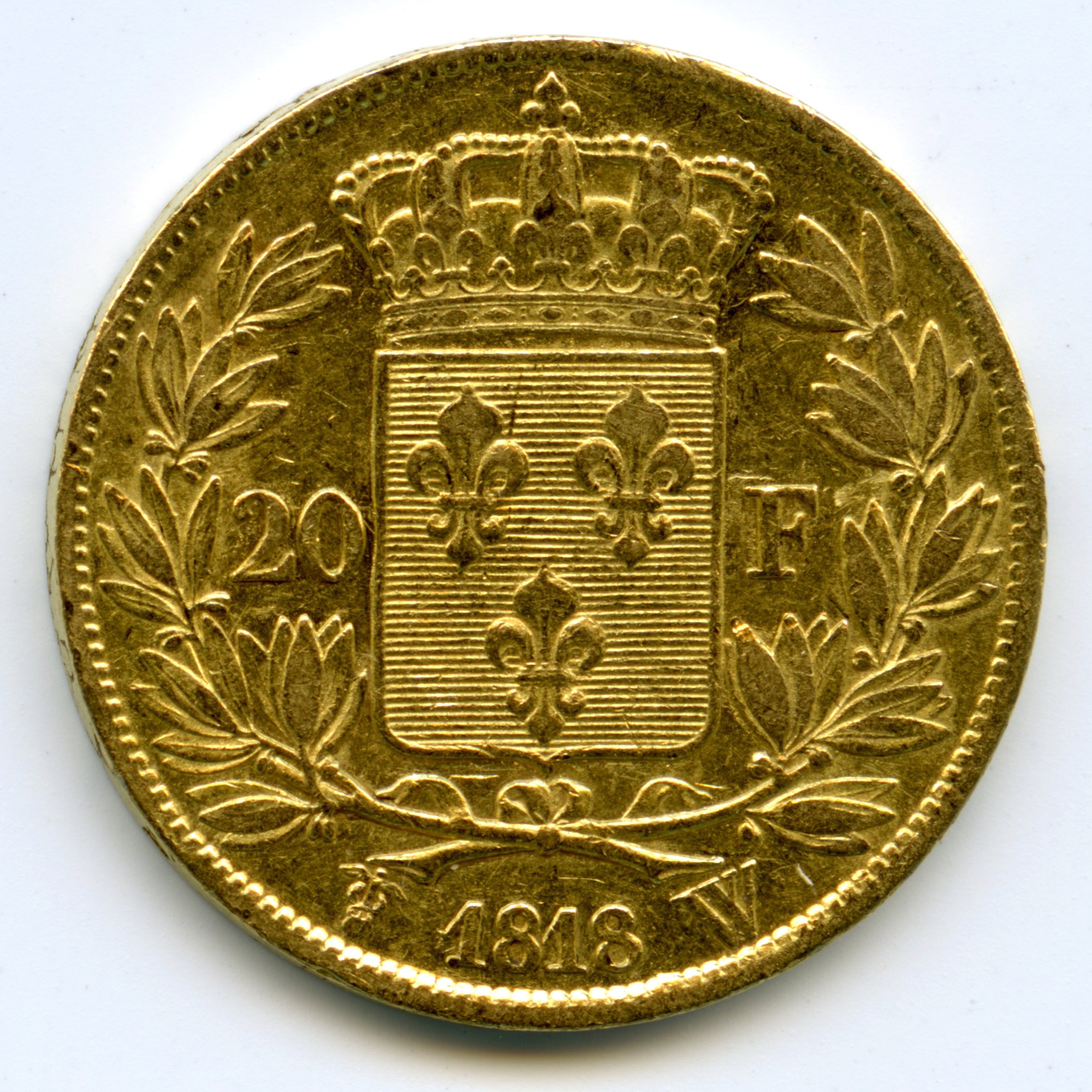Louis XVIII - 20 Francs - 1818 W revers Louis XVIII - 20 Francs - 1818 W revers