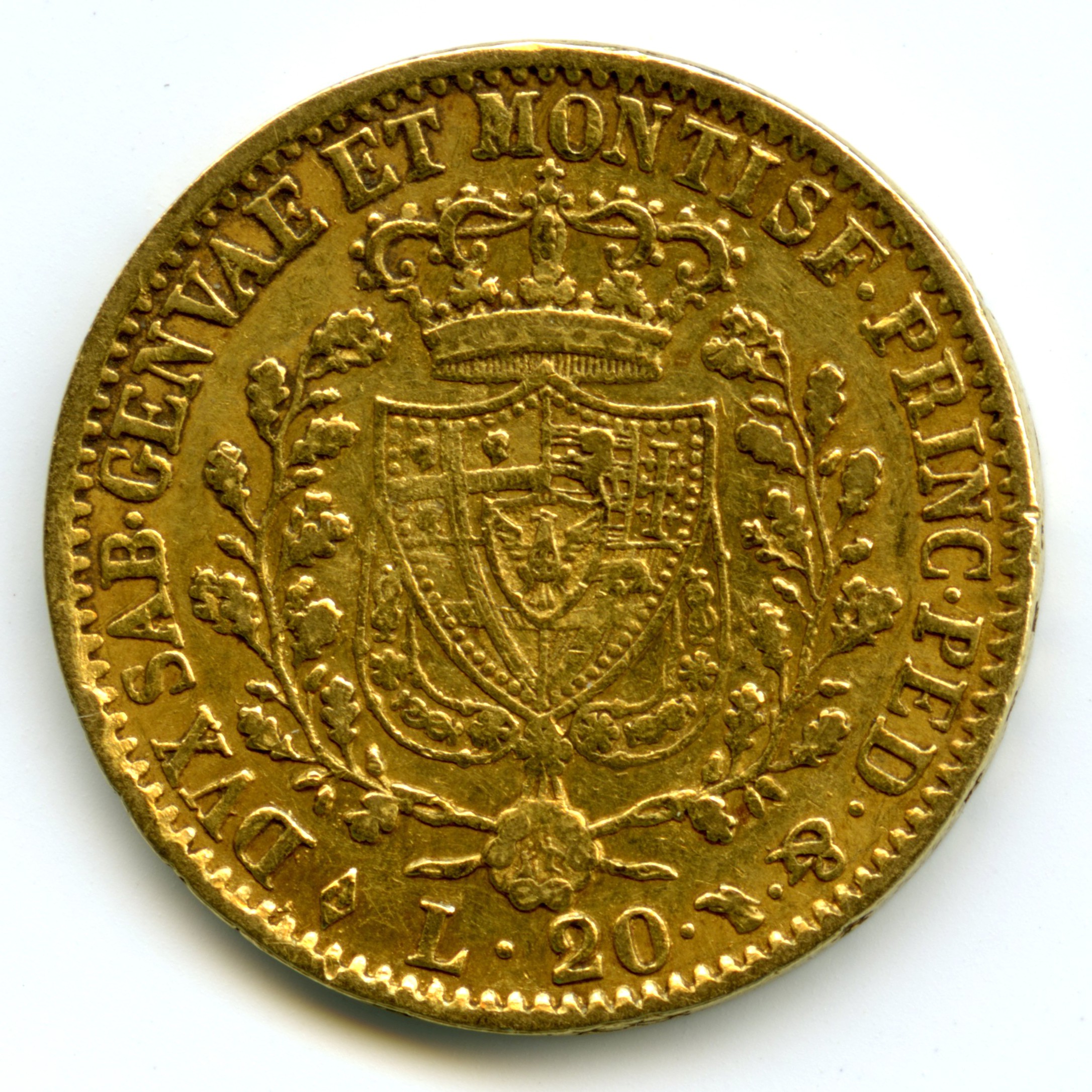 Italie - 20 Lire - 1828 Turin revers Italie - 20 Lire - 1828 Turin revers