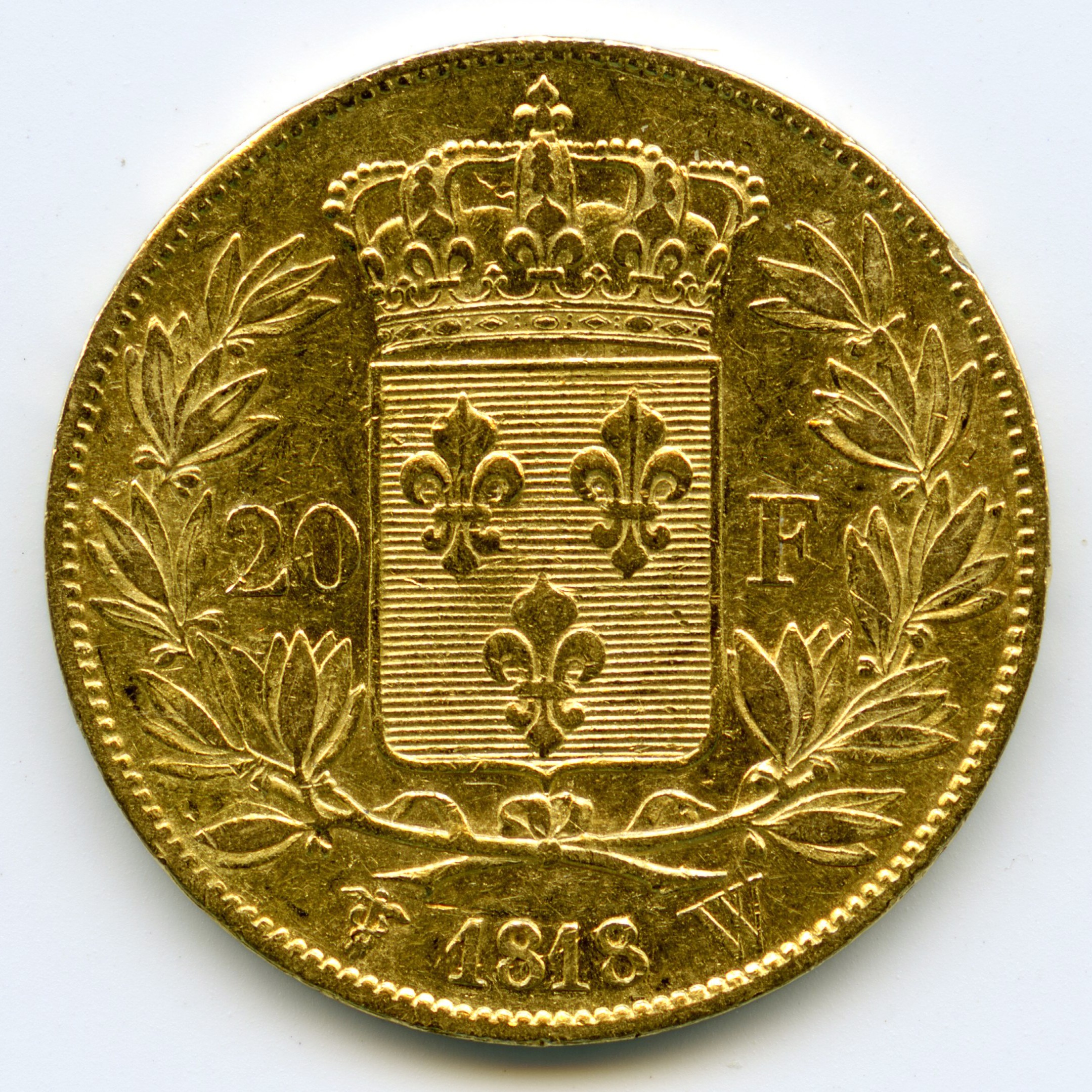 Louis XVIII - 20 Francs - 1818 W revers