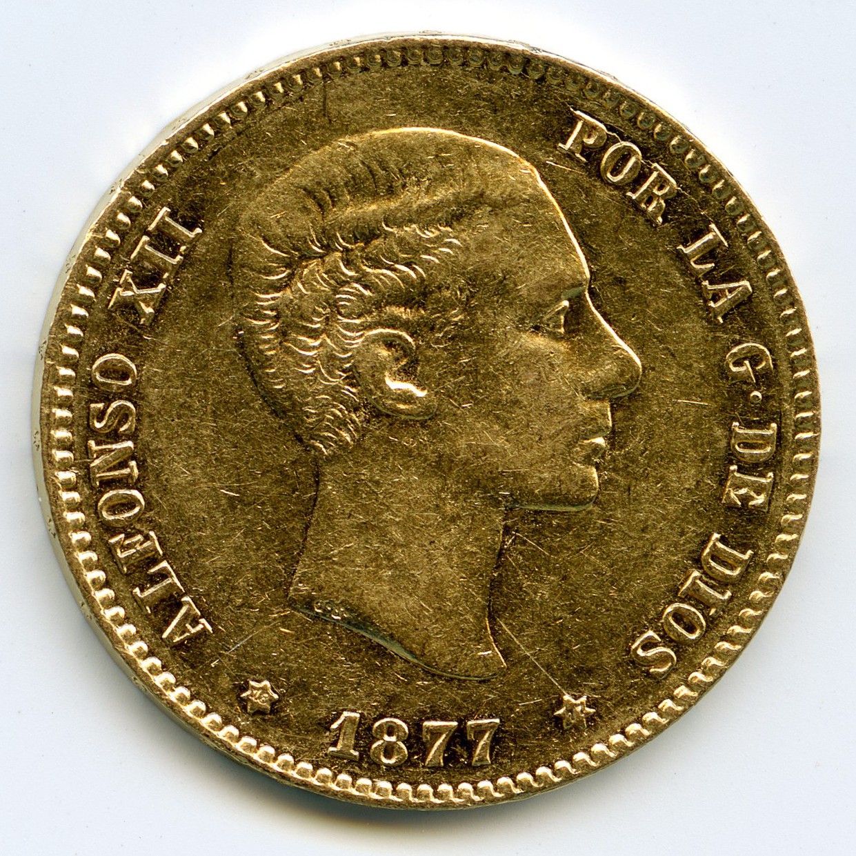 Espagne - 25 Pesetas - 1877 avers Espagne - 25 Pesetas - 1877 avers