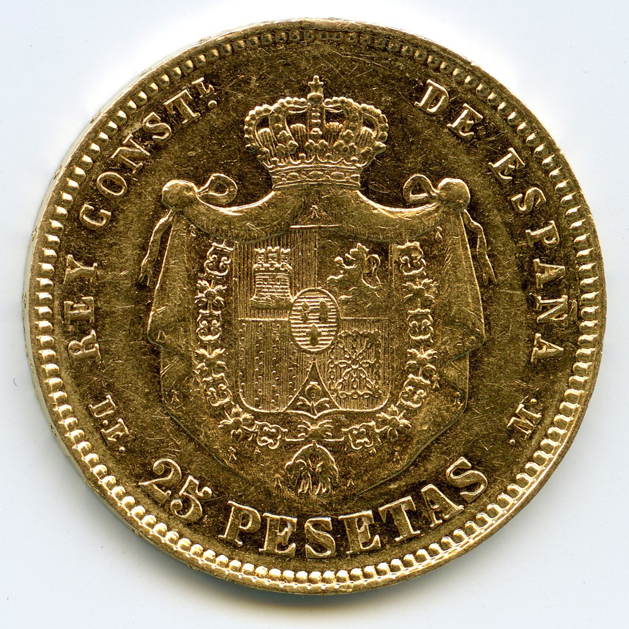 Espagne - 25 Pesetas - 1877 revers Espagne - 25 Pesetas - 1877 revers