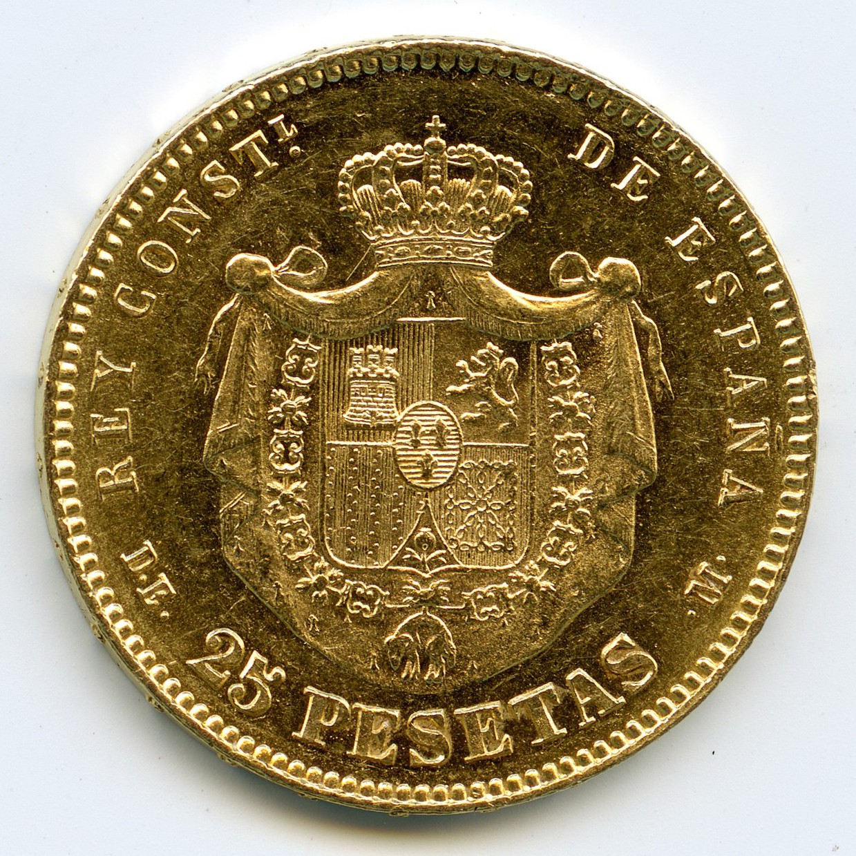 Espagne - 25 Pesetas - 1877 revers Espagne - 25 Pesetas - 1877 revers