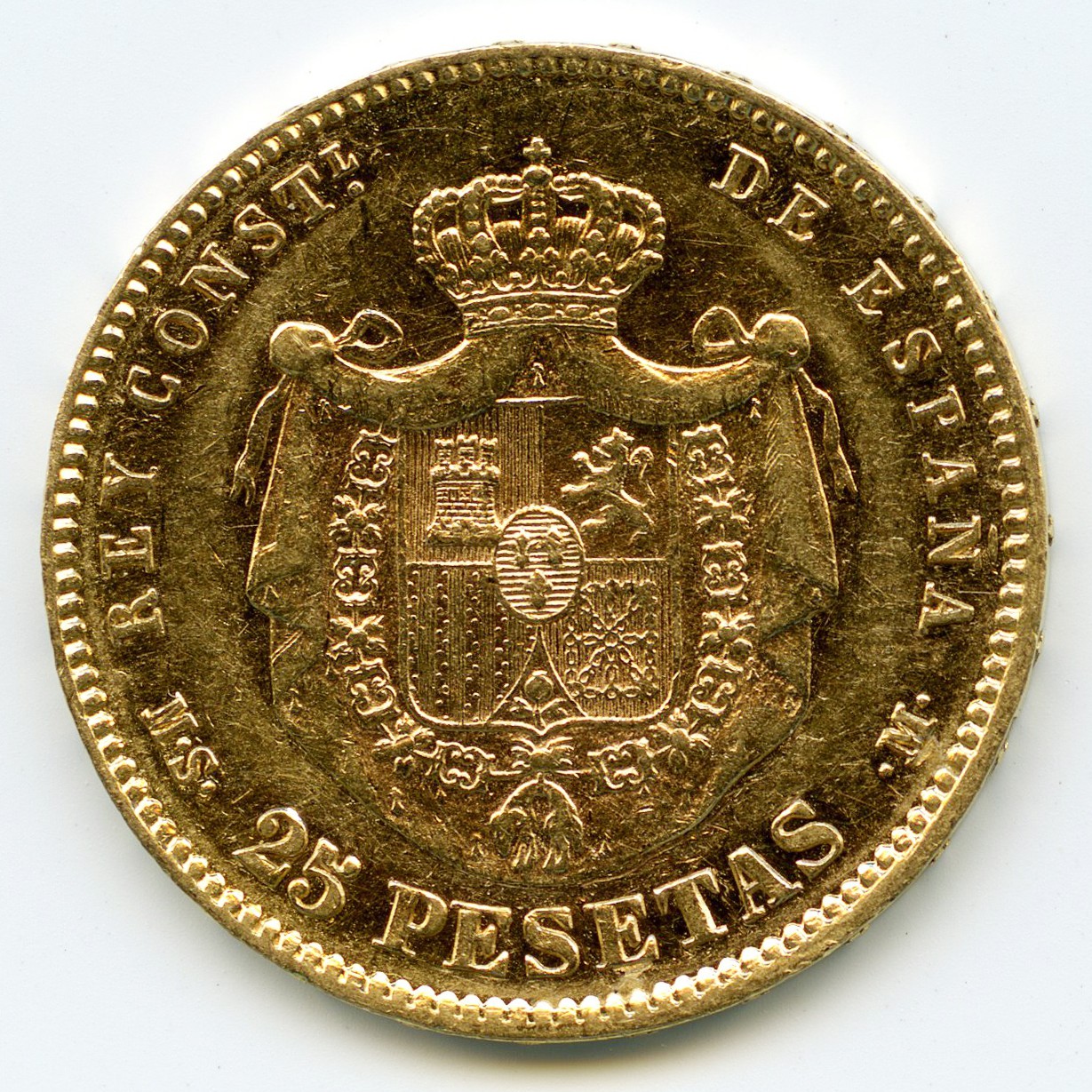 Espagne - 25 Pesetas - 1883 revers Espagne - 25 Pesetas - 1883 revers