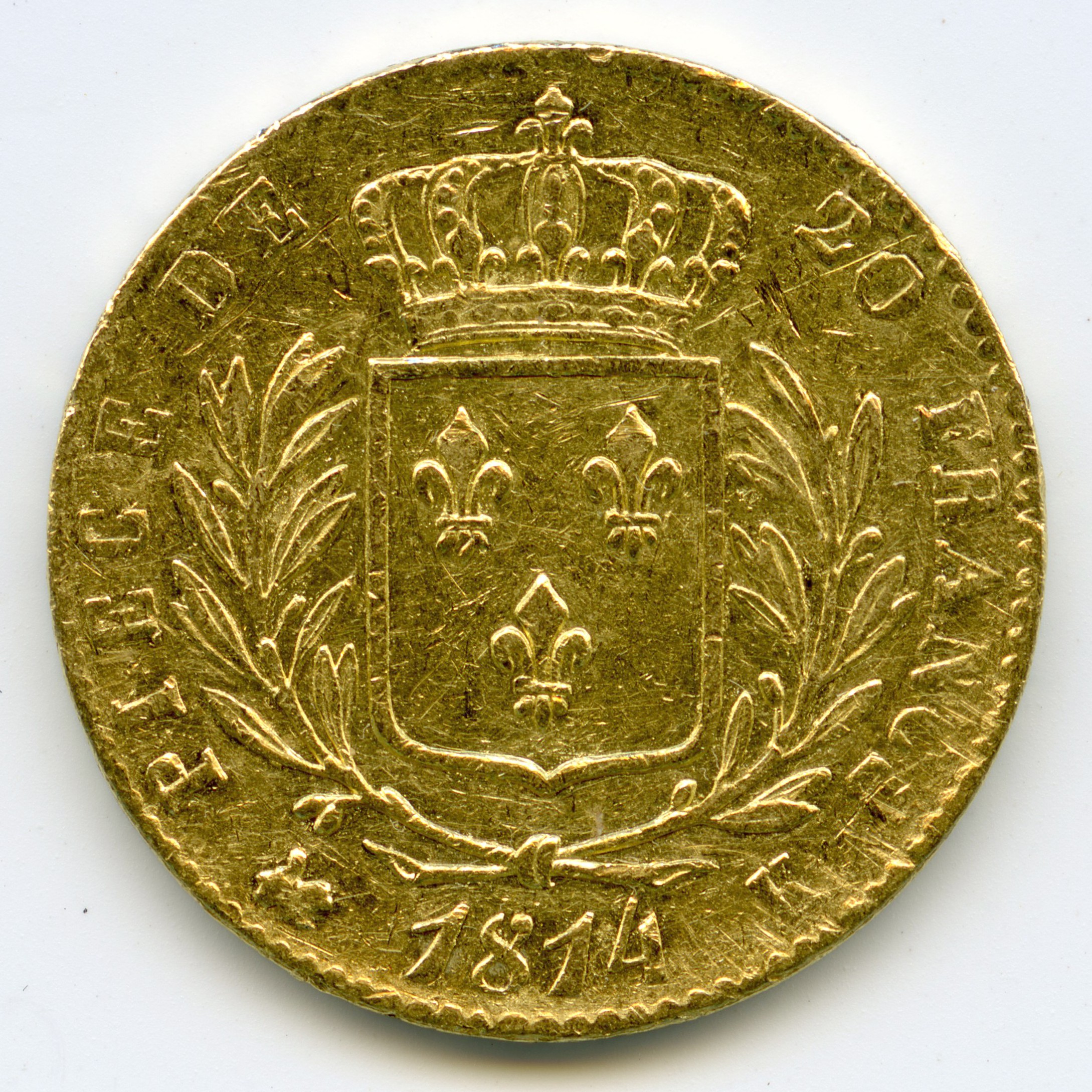 Louis XVIII - 20 Francs - 1814 K revers Louis XVIII - 20 Francs - 1814 K revers