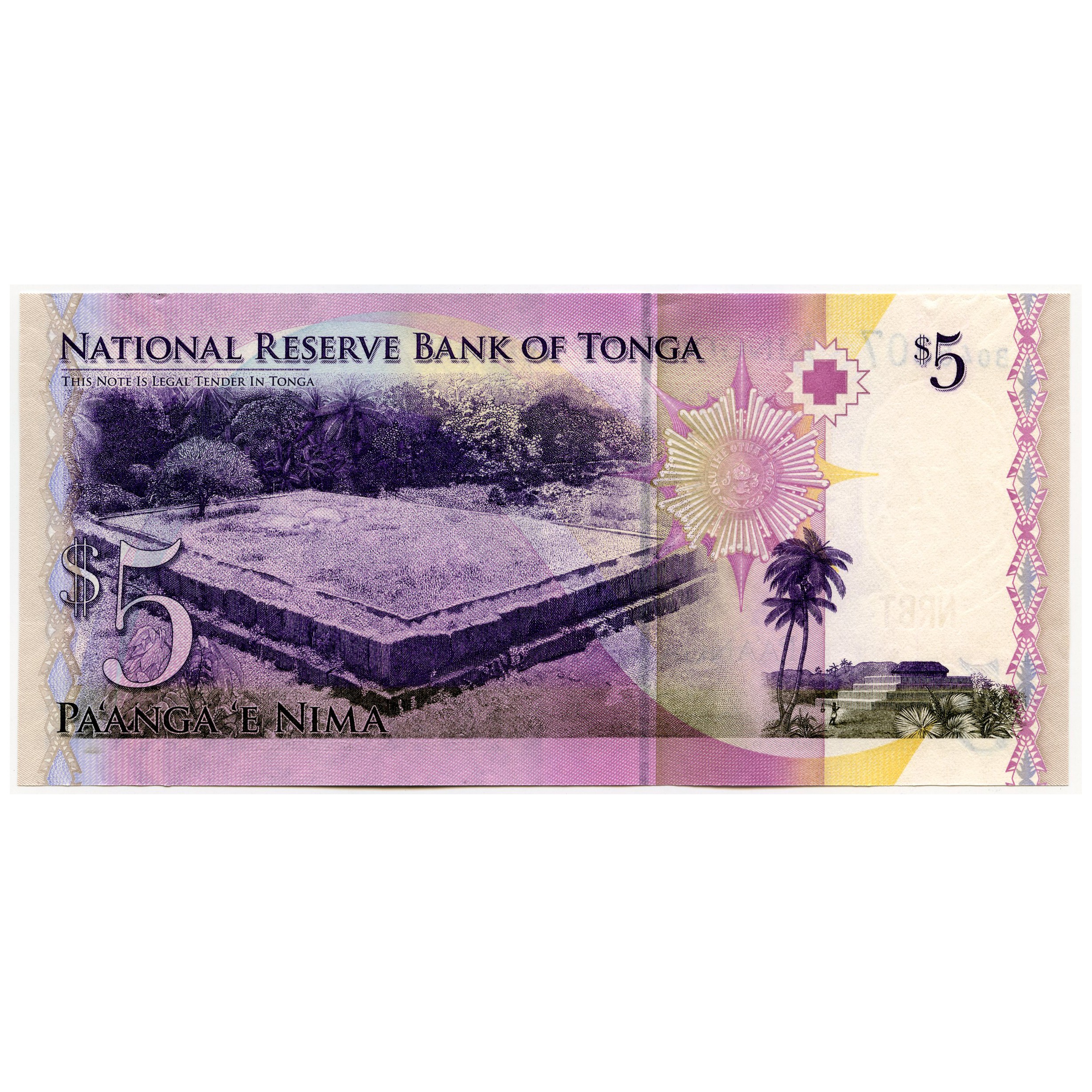 Tonga - 5 Pa'anga - B045307 revers Tonga - 5 Pa'anga - B045307 revers