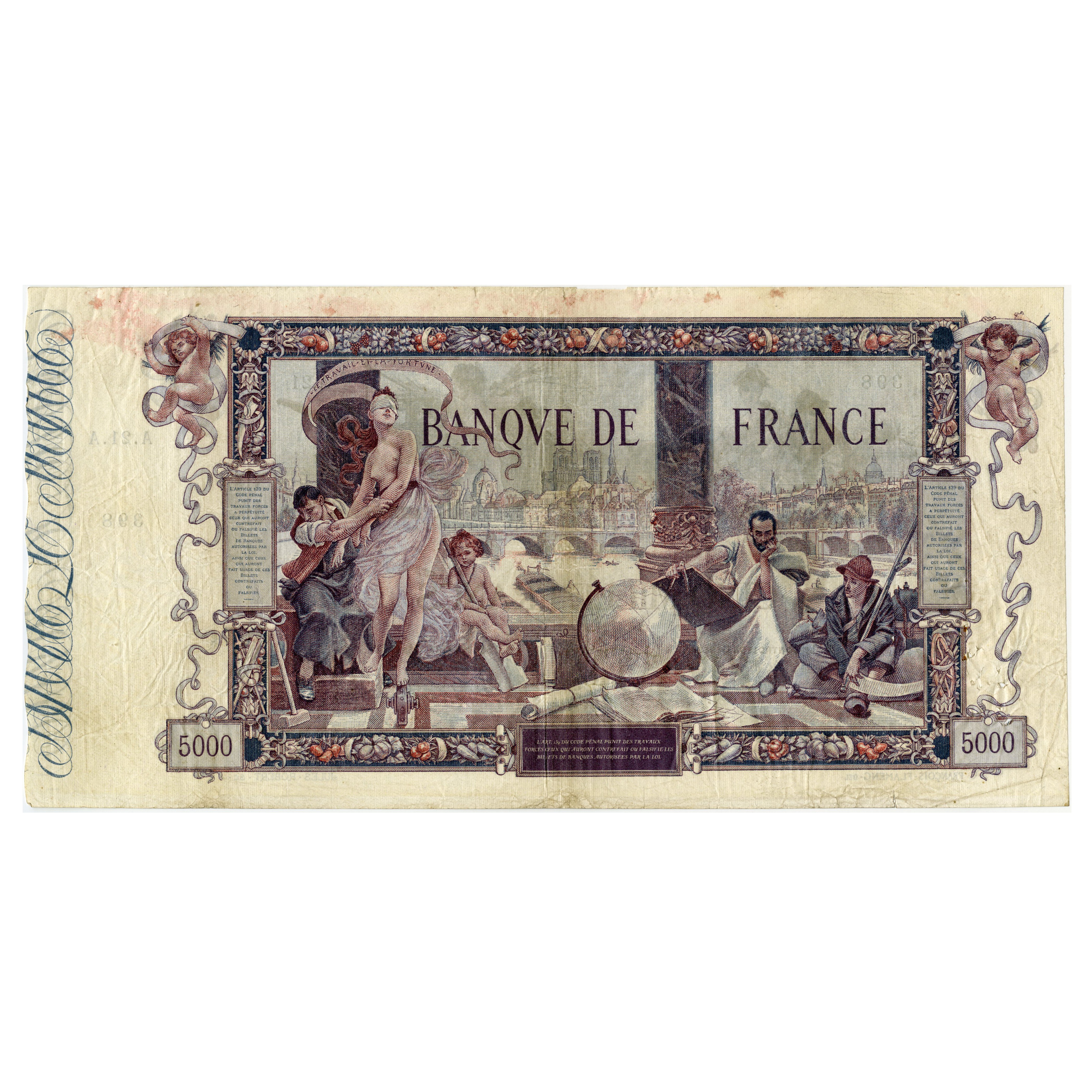 France - 5 000 Frs Flameng - A21 398 revers France - 5 000 Frs Flameng - A21 398 revers