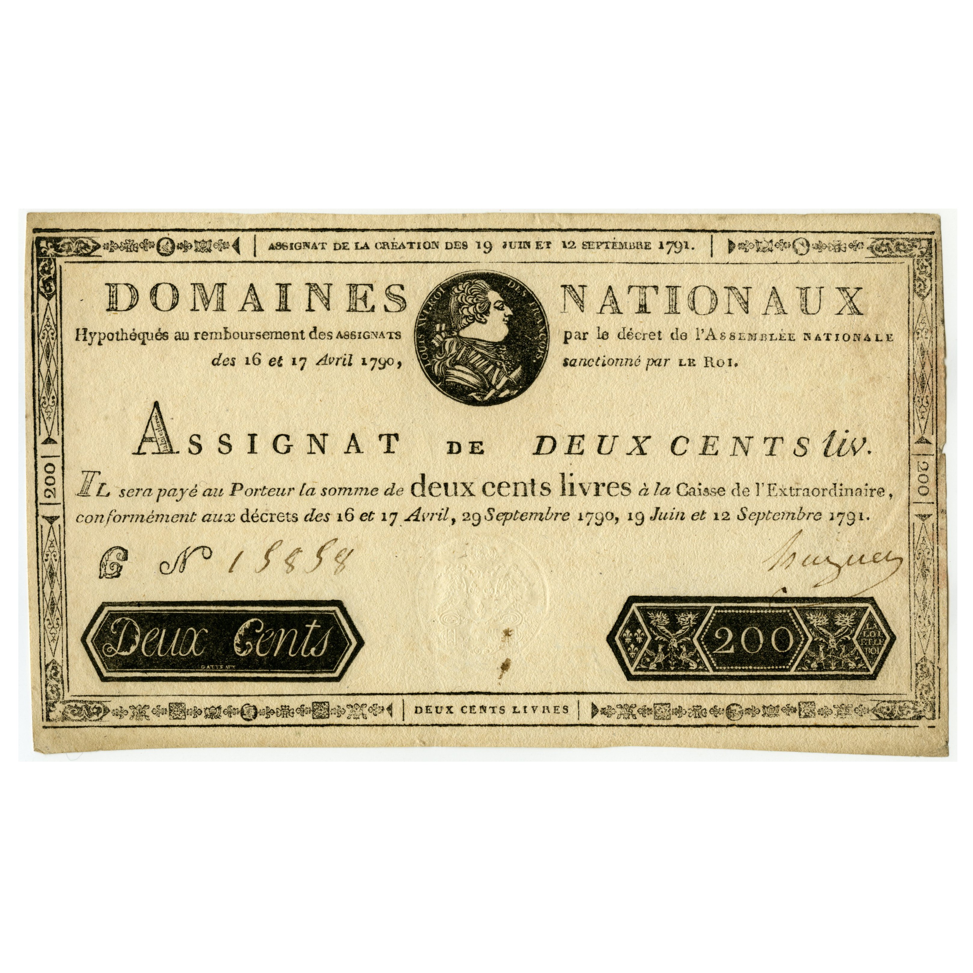 France - Assignat de 200 Livres - C 15858 avers France - Assignat de 200 Livres - C 15858 avers