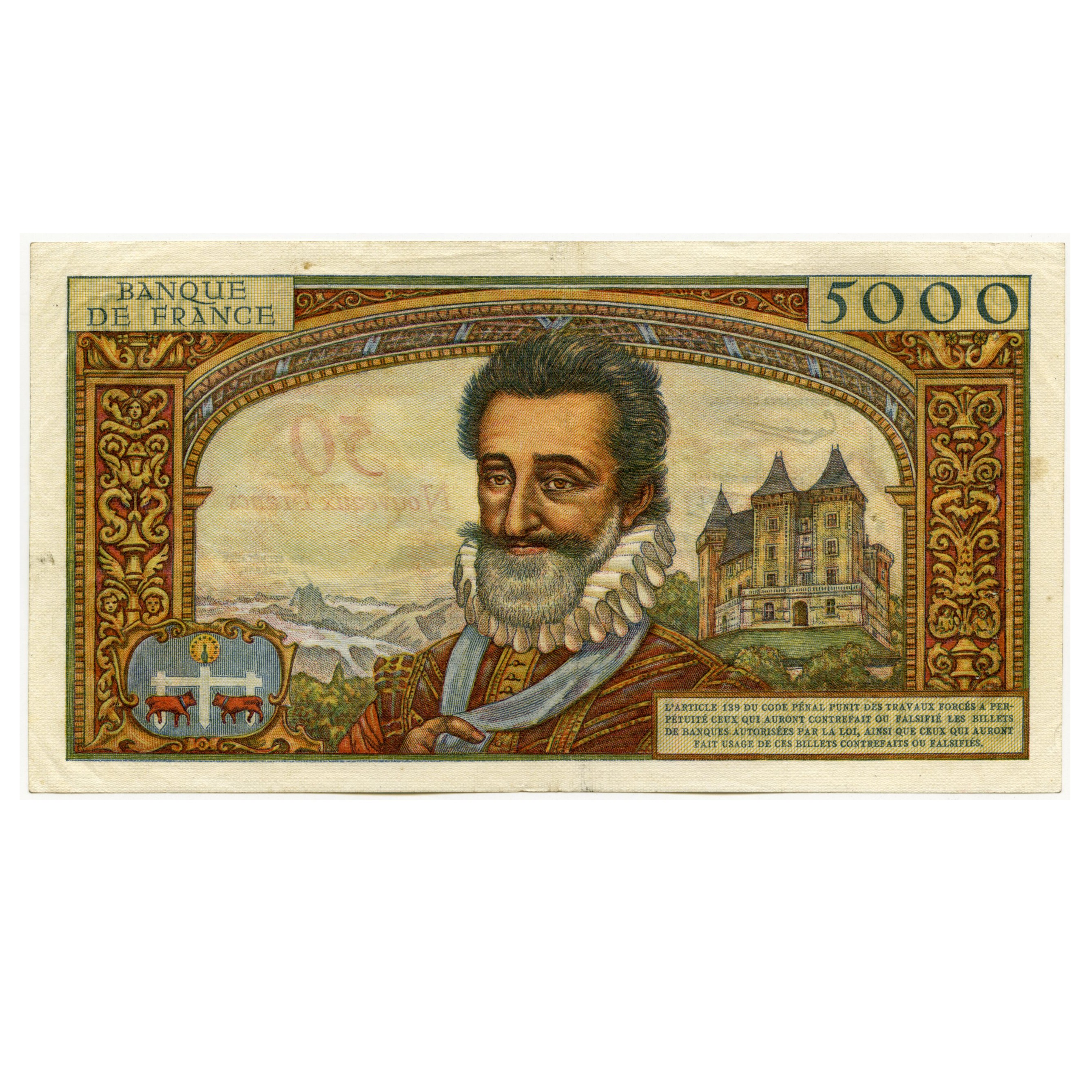 France - 5 000 Surchargé - 72628 Z90 revers France - 5 000 Surchargé - 72628 Z90 revers