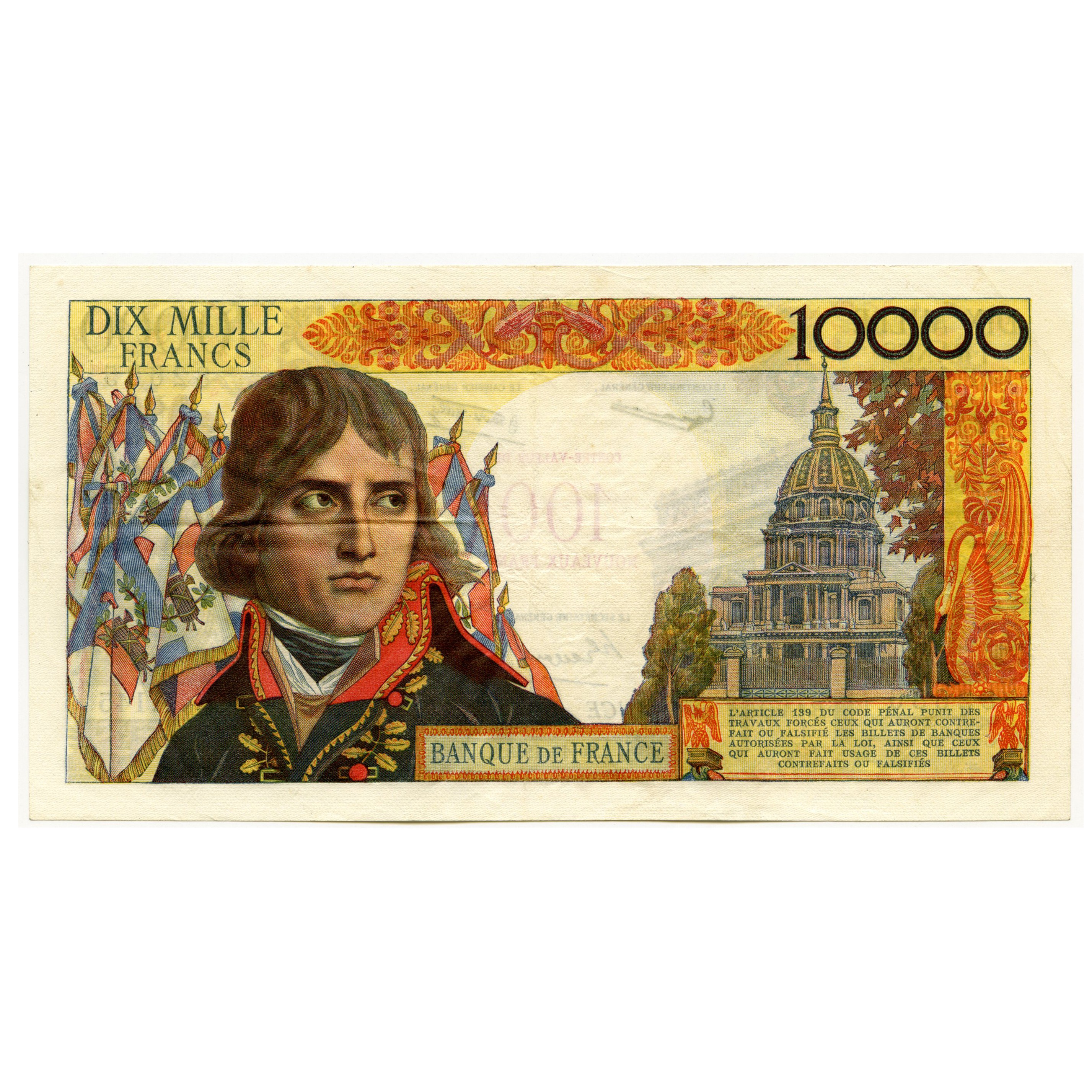 France - 10 000 Frs Surchargé - F145 revers France - 10 000 Frs Surchargé - F145 revers