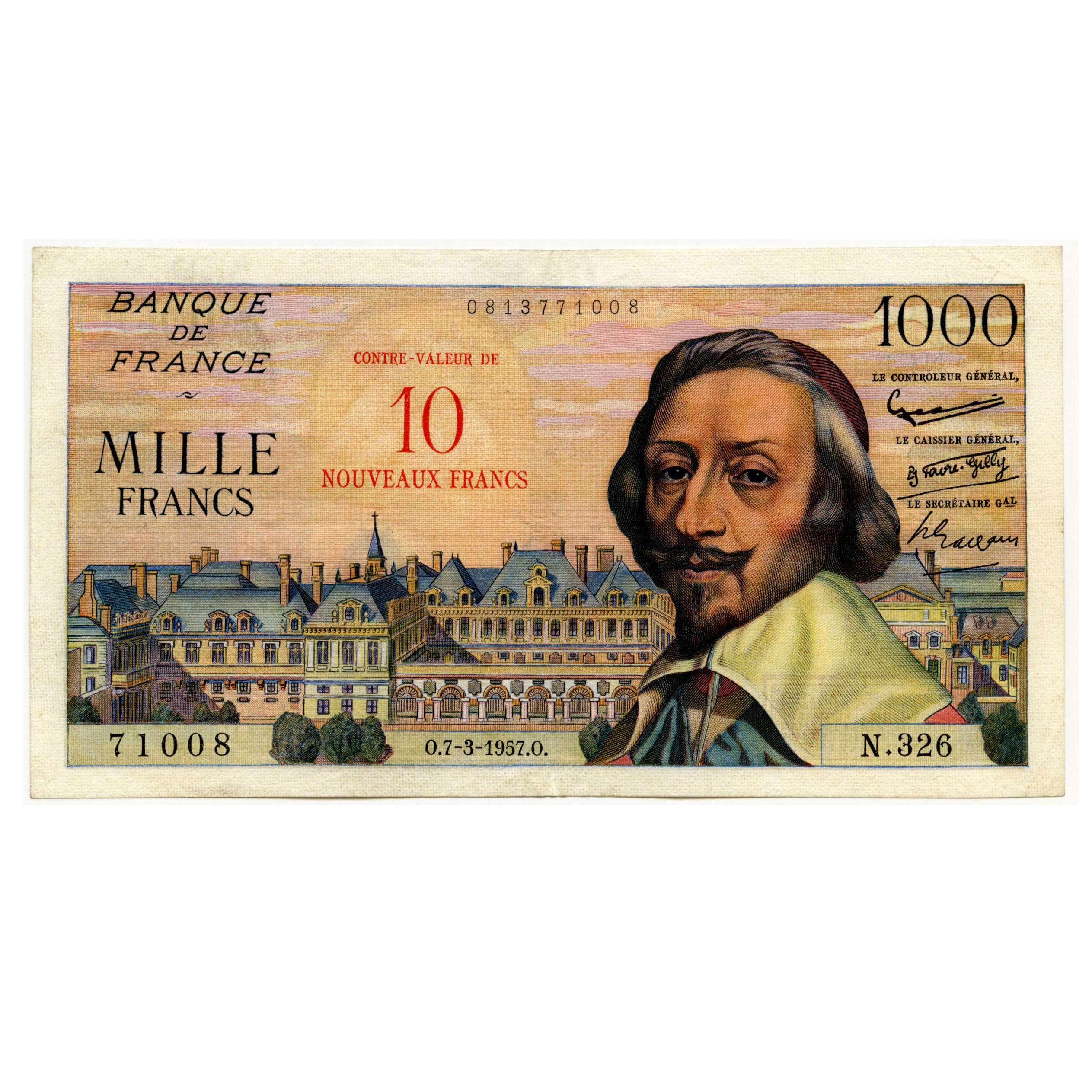 France - 1 000 Frs Surchargé - N326 avers France - 1 000 Frs Surchargé - N326 avers