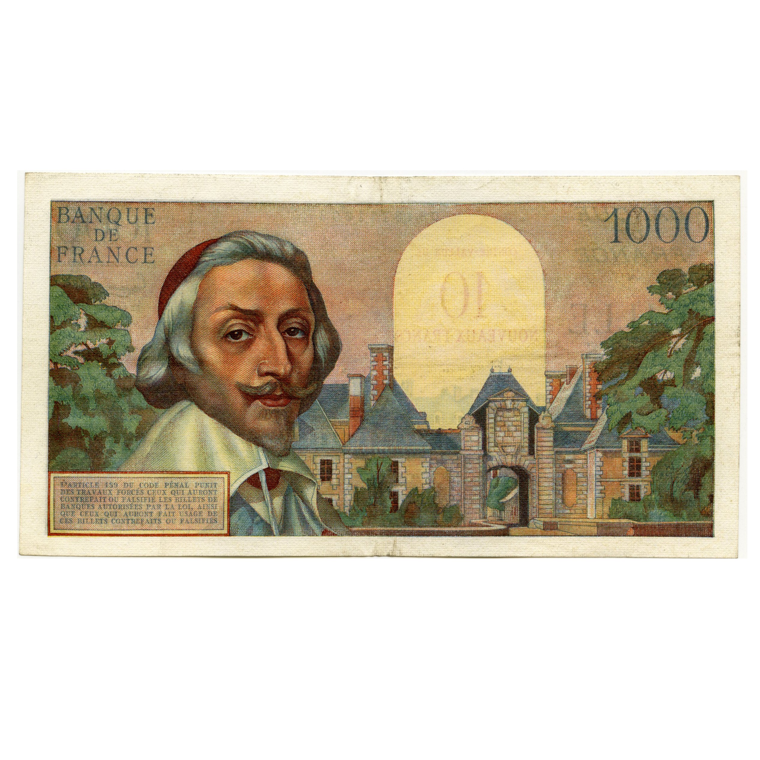 France - 1 000 Frs Surchargé - N326 revers France - 1 000 Frs Surchargé - N326 revers