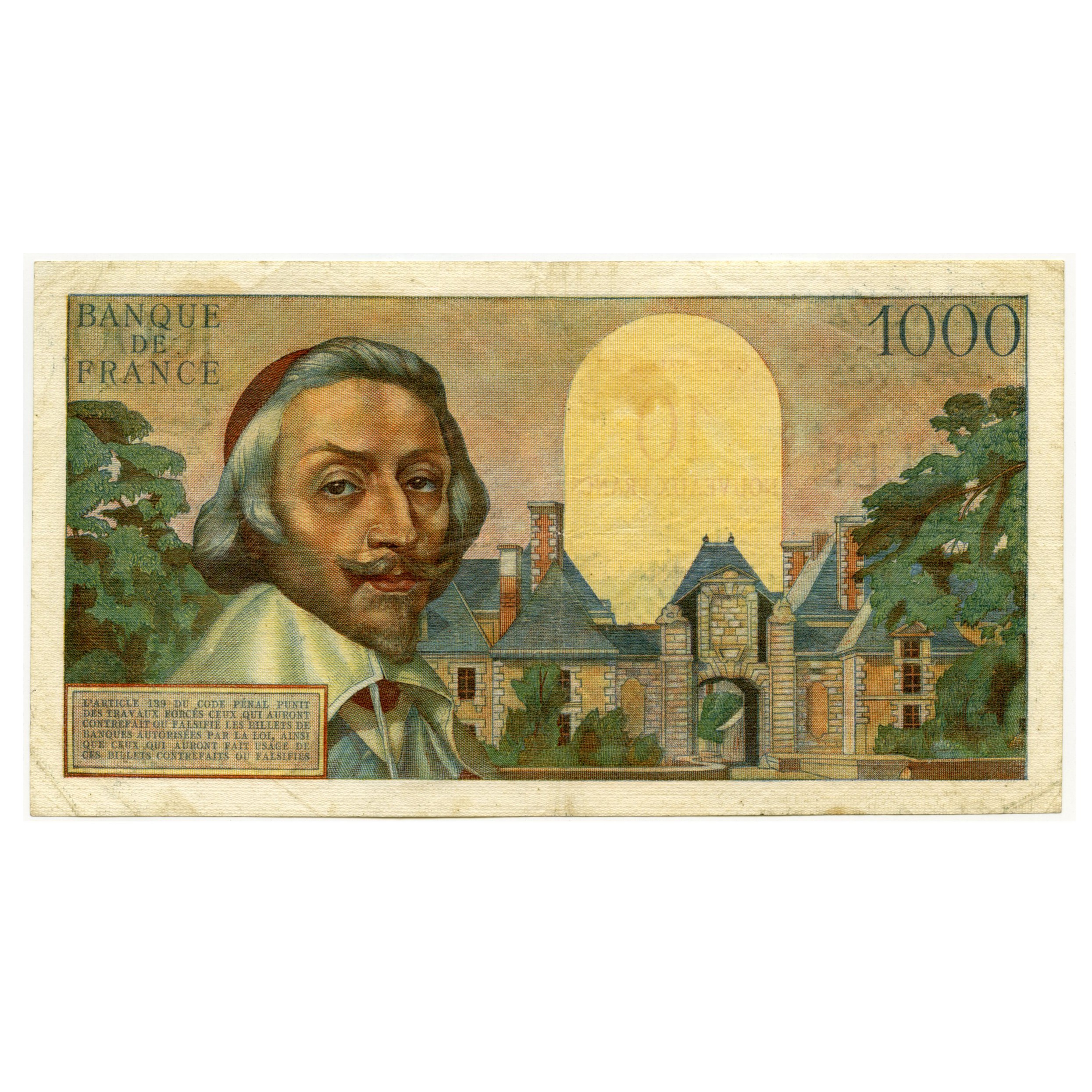 France - 1 000 Frs Surchargé - W329 revers France - 1 000 Frs Surchargé - W329 revers