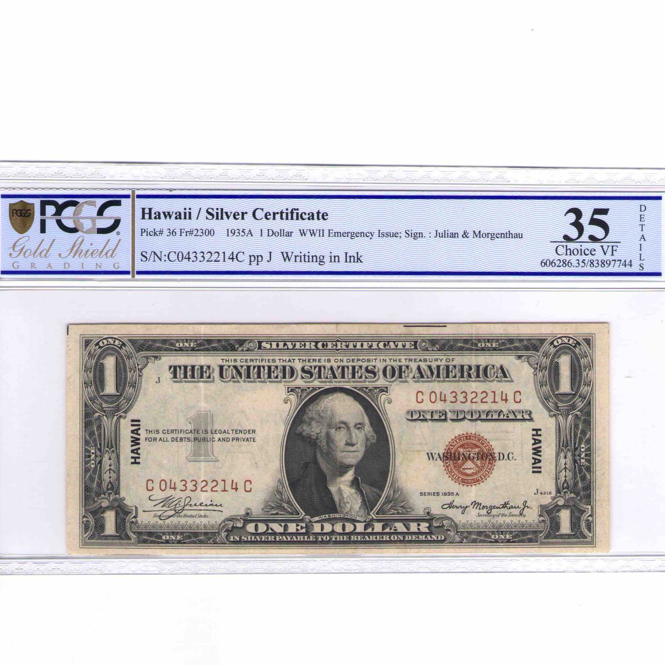 USA - 1 DOLLAR Silver certificate HAWAII avers USA - 1 DOLLAR Silver certificate HAWAII avers