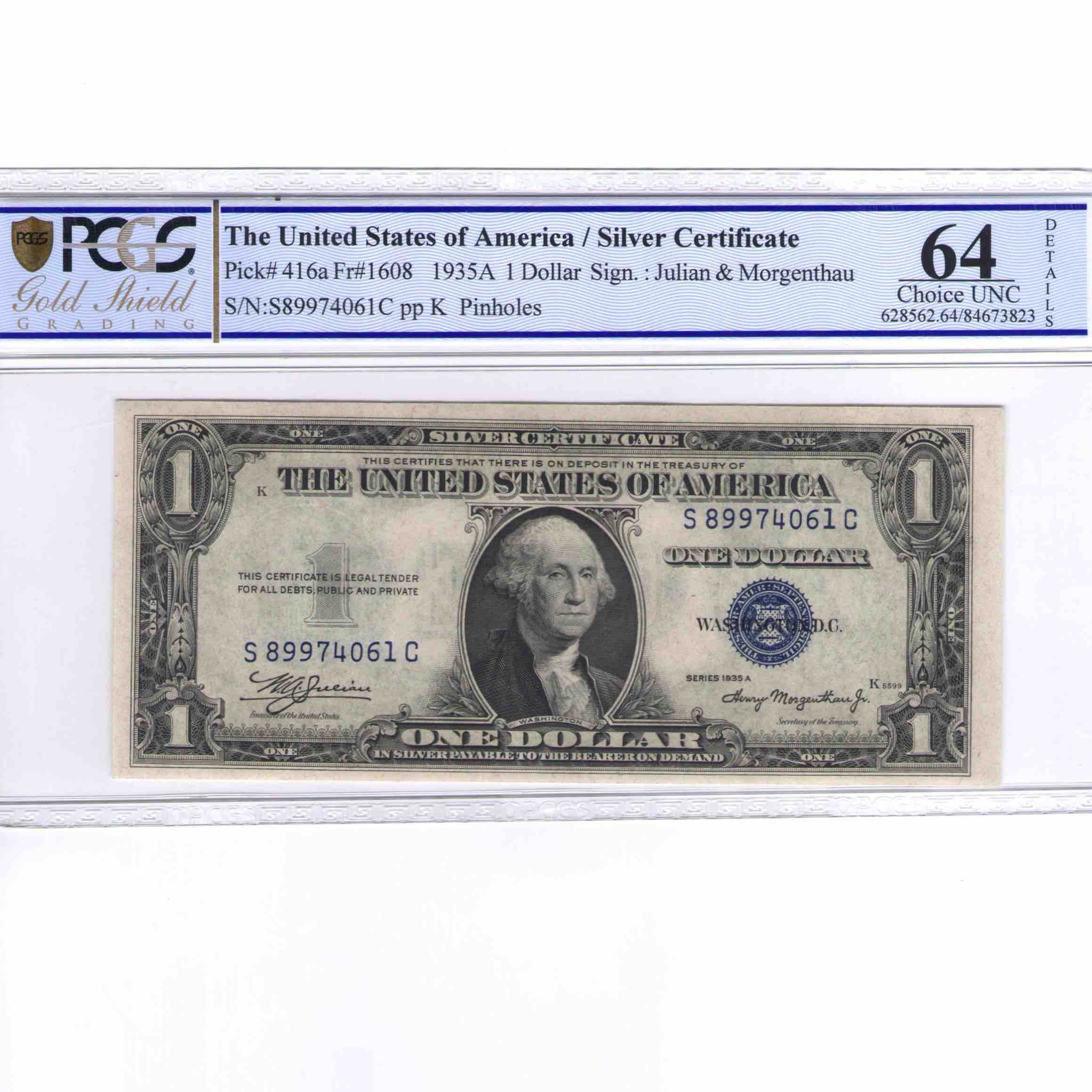 USA - 1 DOLLAR Silver certificate avers