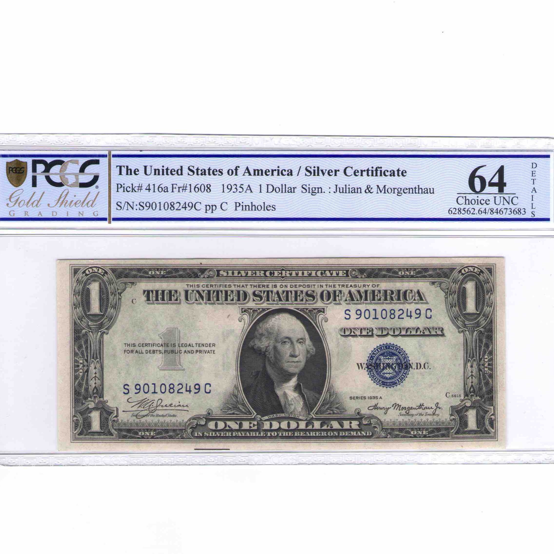 USA - 1 DOLLAR Silver certificate - 1935 avers USA - 1 DOLLAR Silver certificate - 1935 avers