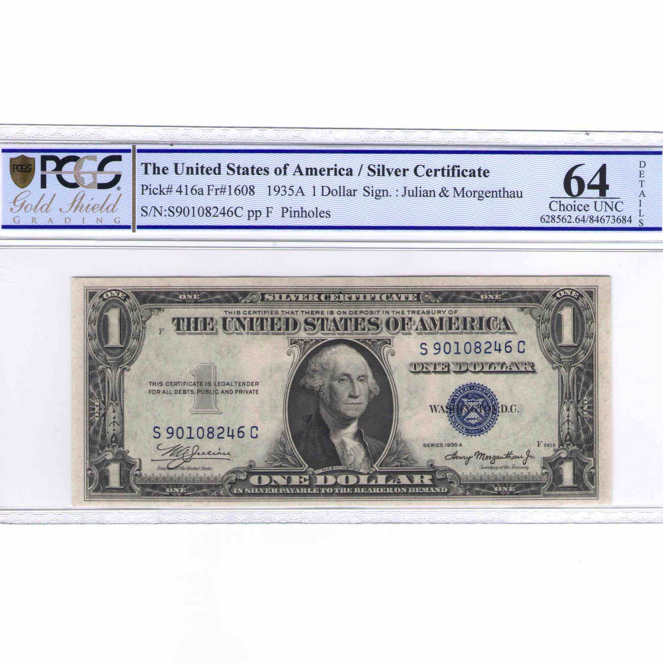 USA - 1 DOLLAR Silver certificate - 1935 avers USA - 1 DOLLAR Silver certificate - 1935 avers