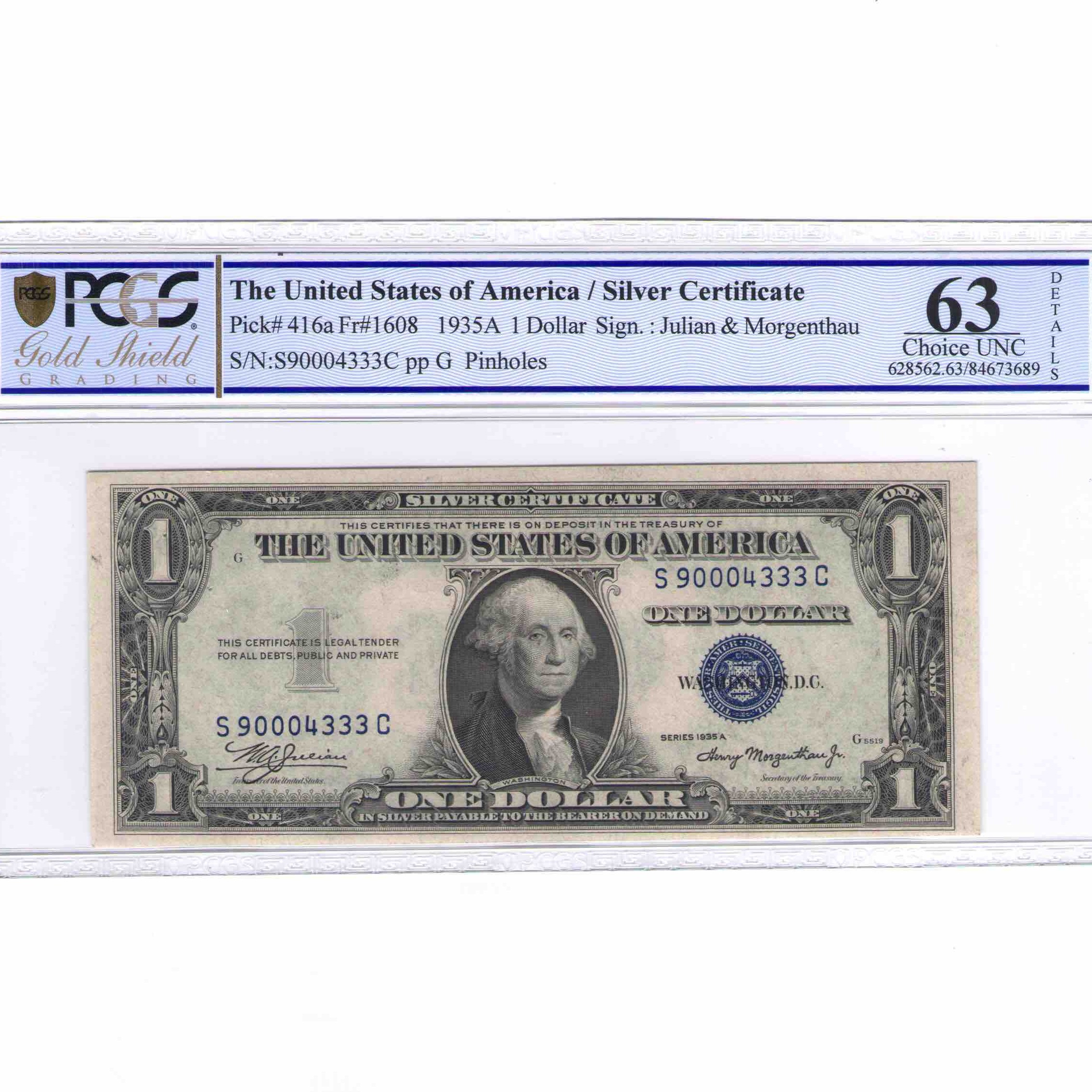 USA - 1 DOLLAR Silver certificate avers