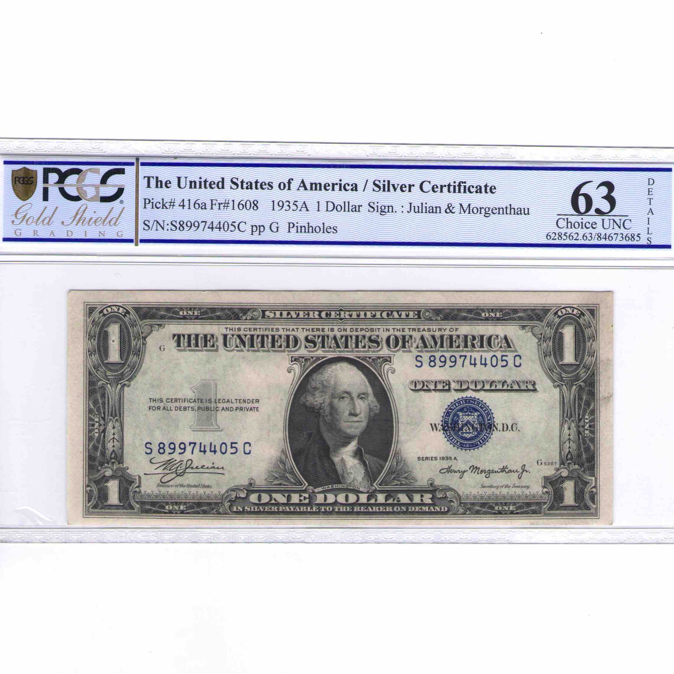 USA - 1 DOLLAR Silver certificate avers USA - 1 DOLLAR Silver certificate avers