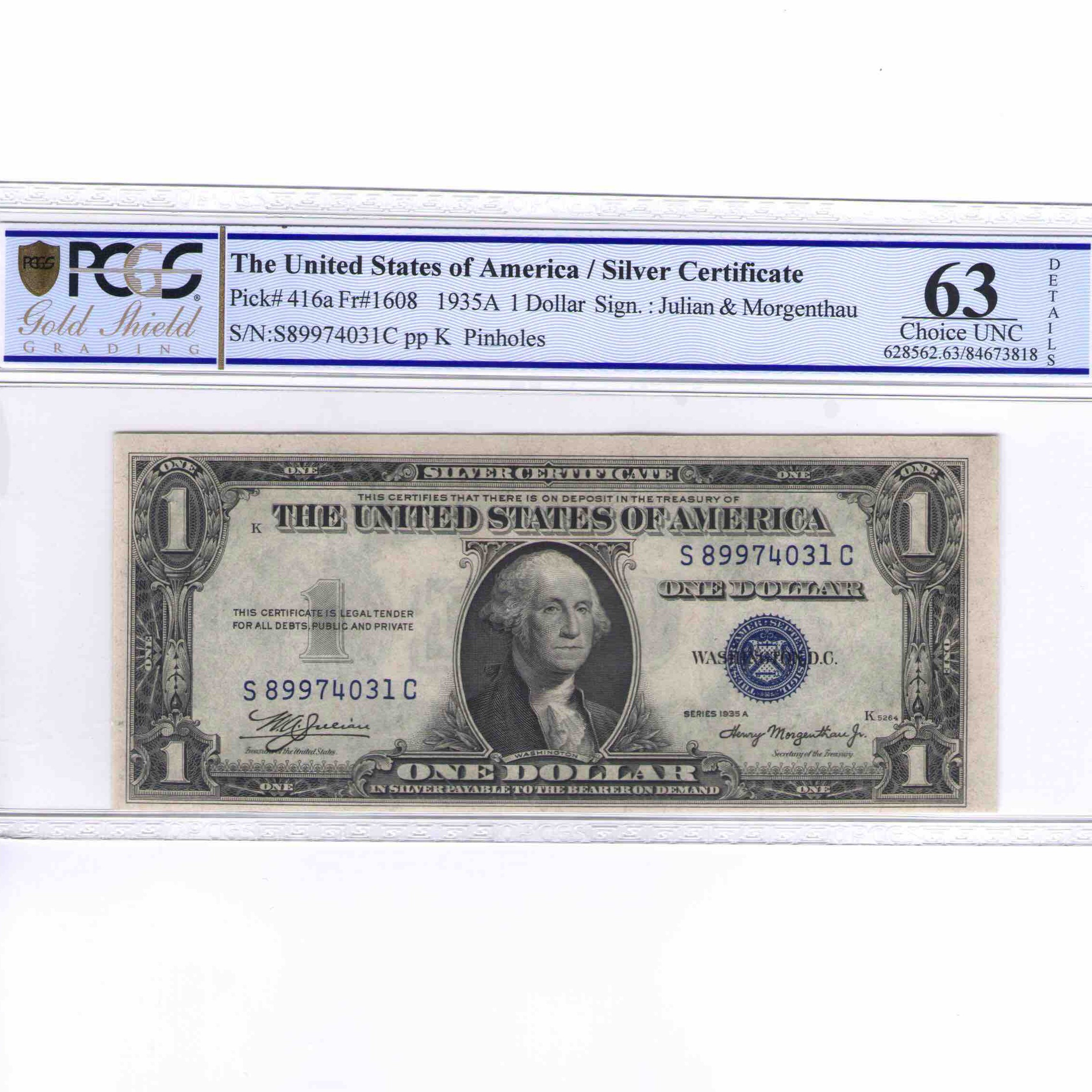 USA - 1 DOLLAR Silver certificate avers USA - 1 DOLLAR Silver certificate avers