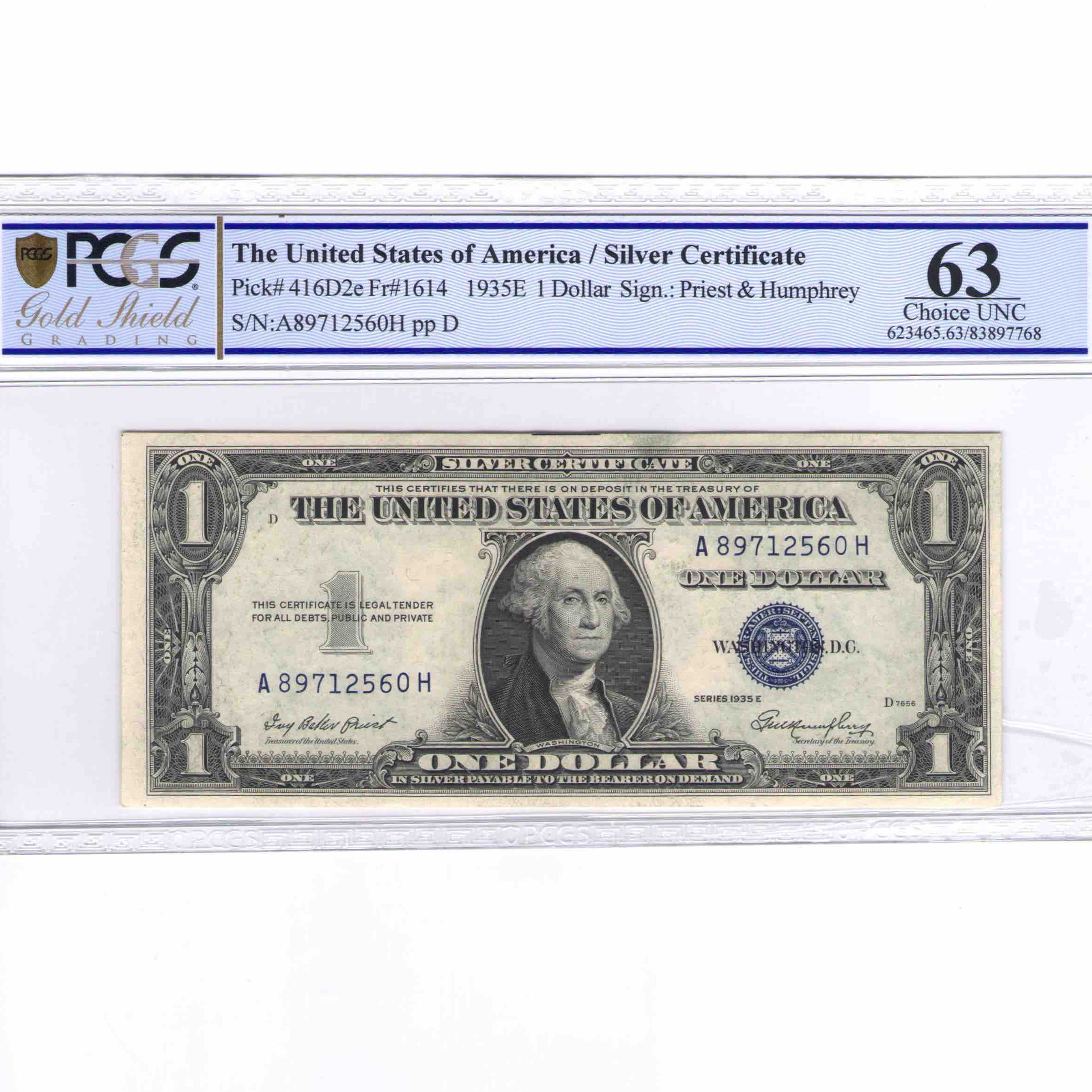 USA - 1 DOLLAR Silver certificate - 1935 avers USA - 1 DOLLAR Silver certificate - 1935 avers