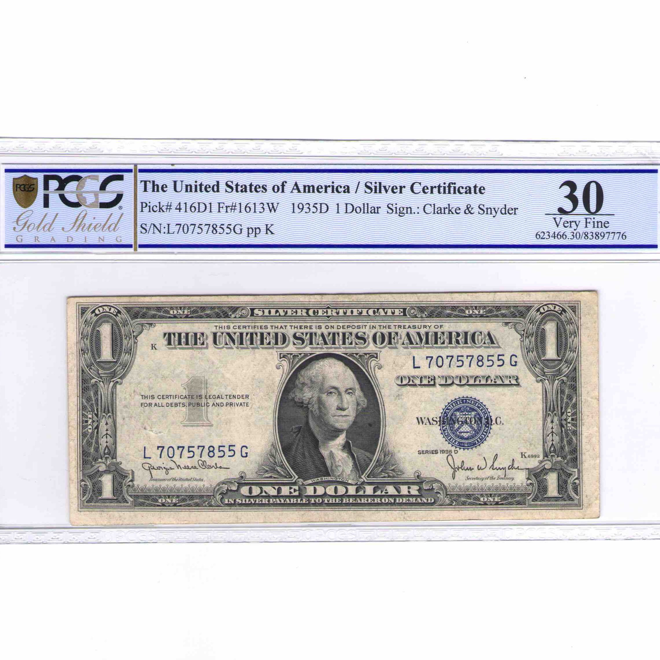 USA - 1 DOLLAR Silver certificate avers