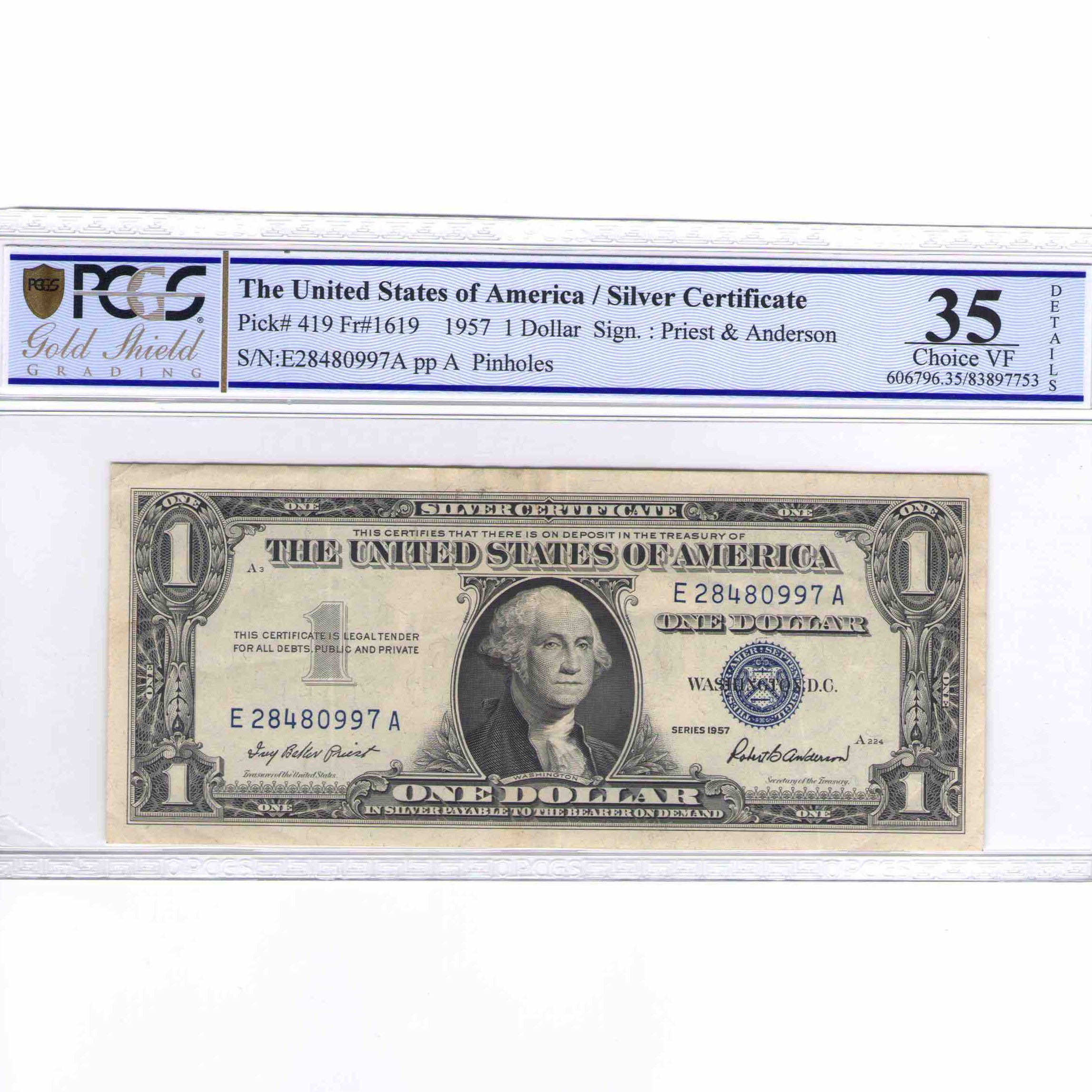 USA - 1 DOLLAR Silver certificate avers