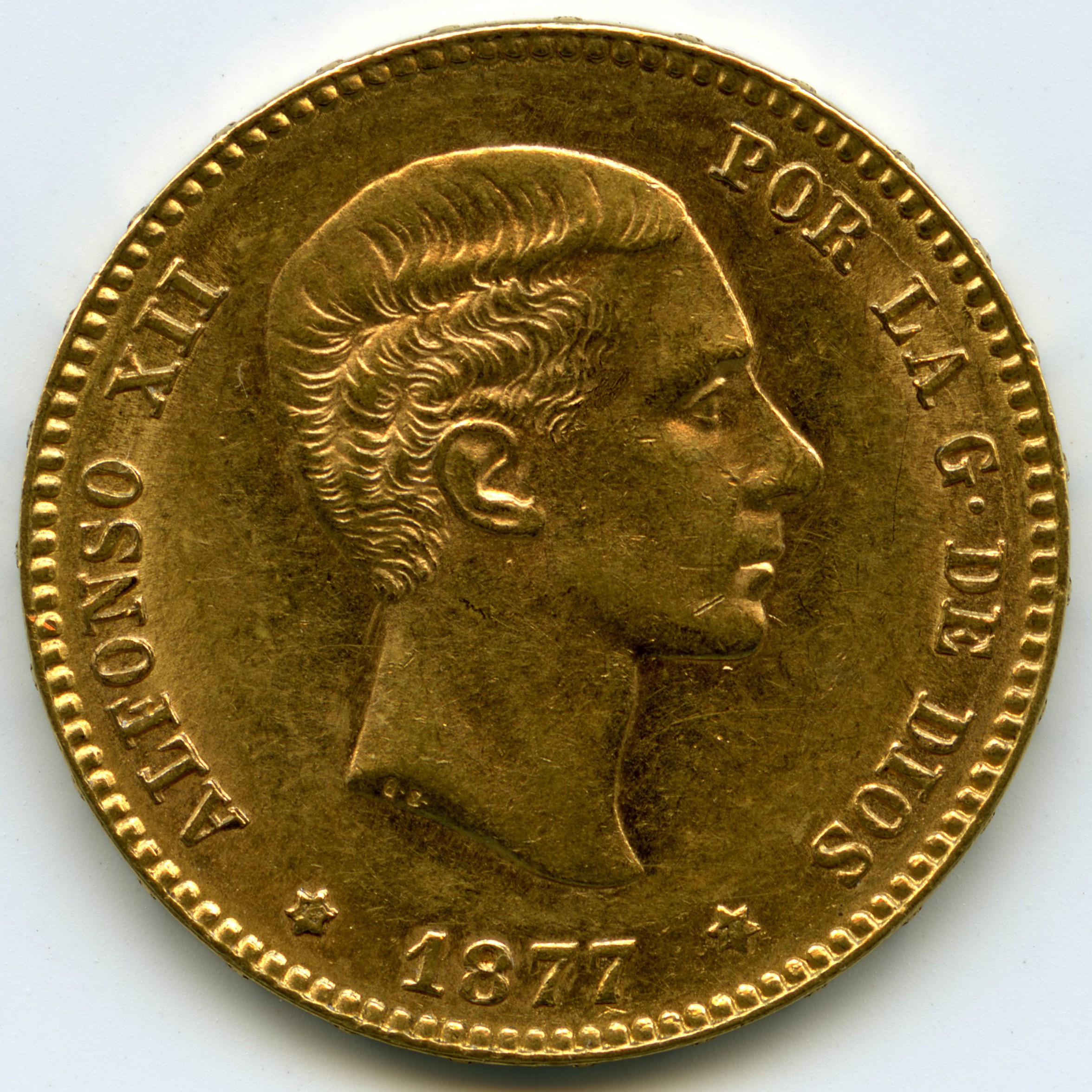 Espagne - 25 Pesetas - 1877 avers Espagne - 25 Pesetas - 1877 avers