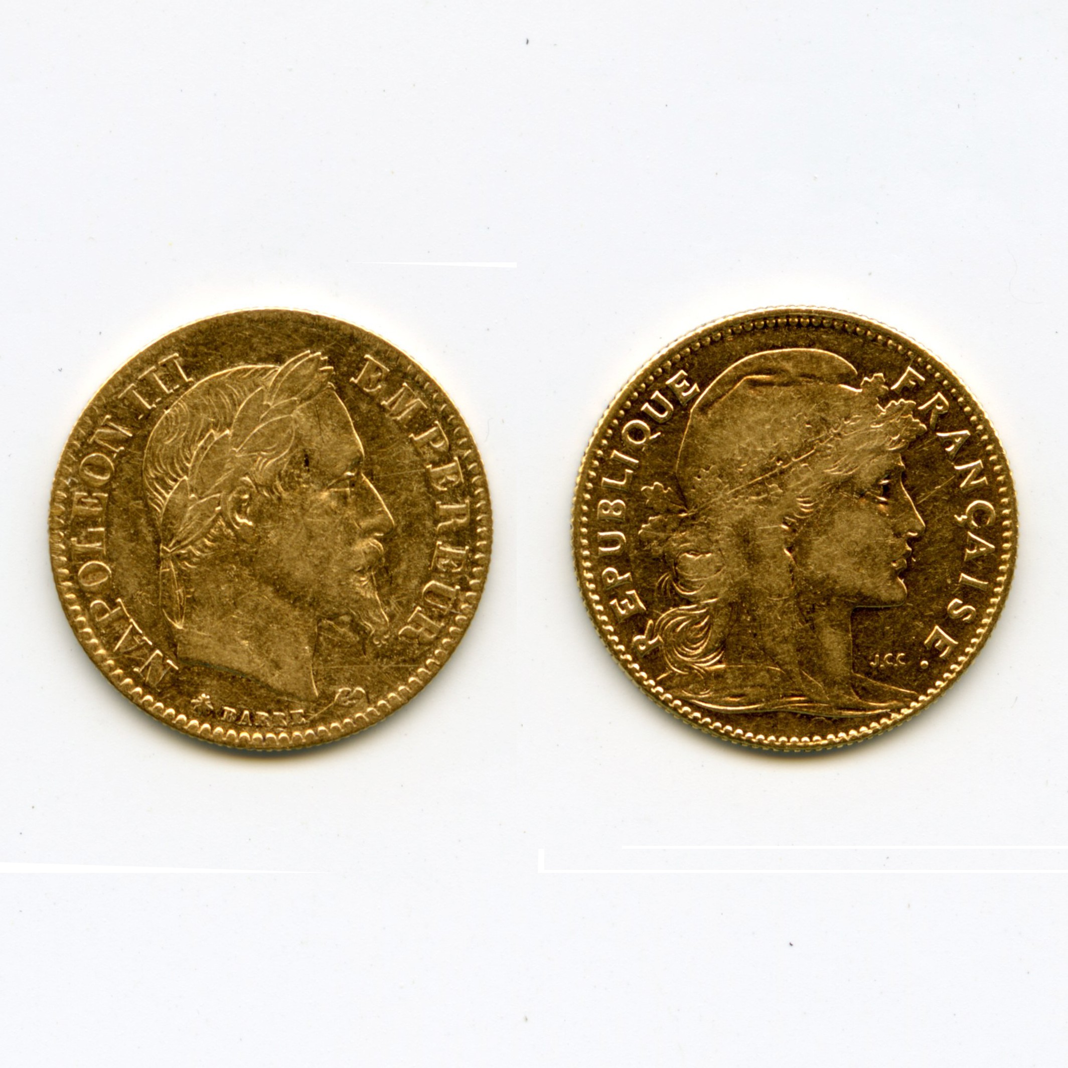 10 Francs Or - Lot de 2 Monnaies avers 10 Francs Or - Lot de 2 Monnaies avers