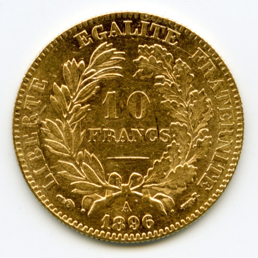 10 Francs - Cérès - 1896 A revers