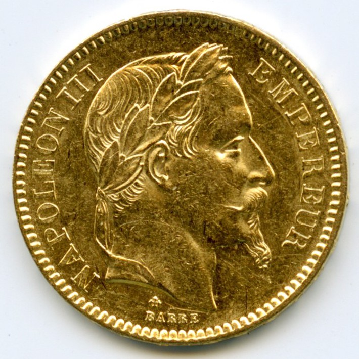 Napoléon III - 20 Francs - 1863 BB avers Napoléon III - 20 Francs - 1863 BB avers