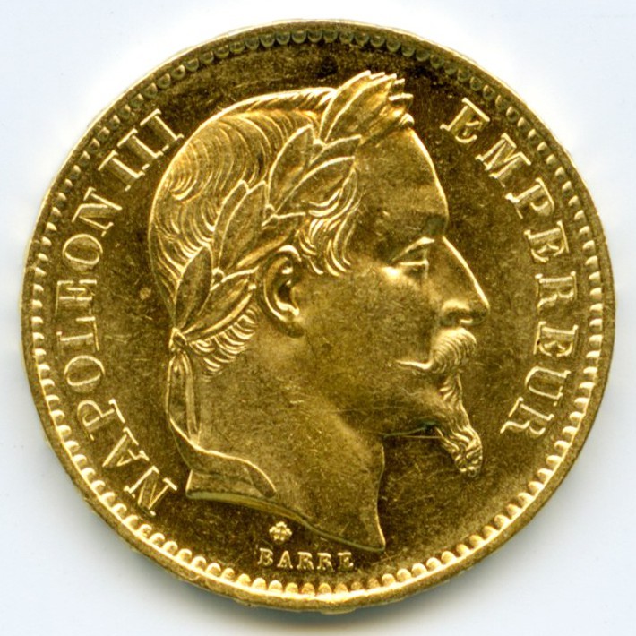 Napoléon III - 20 Francs - 1867 BB avers Napoléon III - 20 Francs - 1867 BB avers