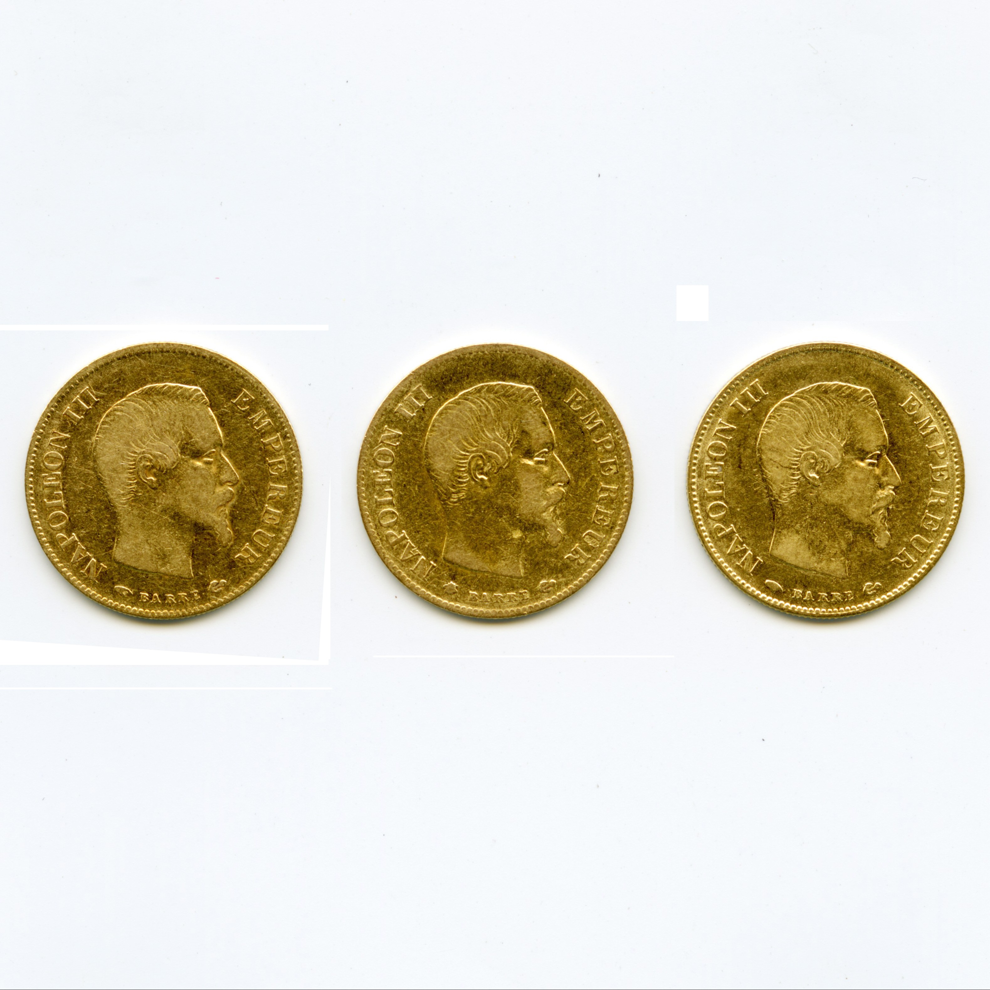 10 Francs Or - Lot de 3 Monnaies avers 10 Francs Or - Lot de 3 Monnaies avers
