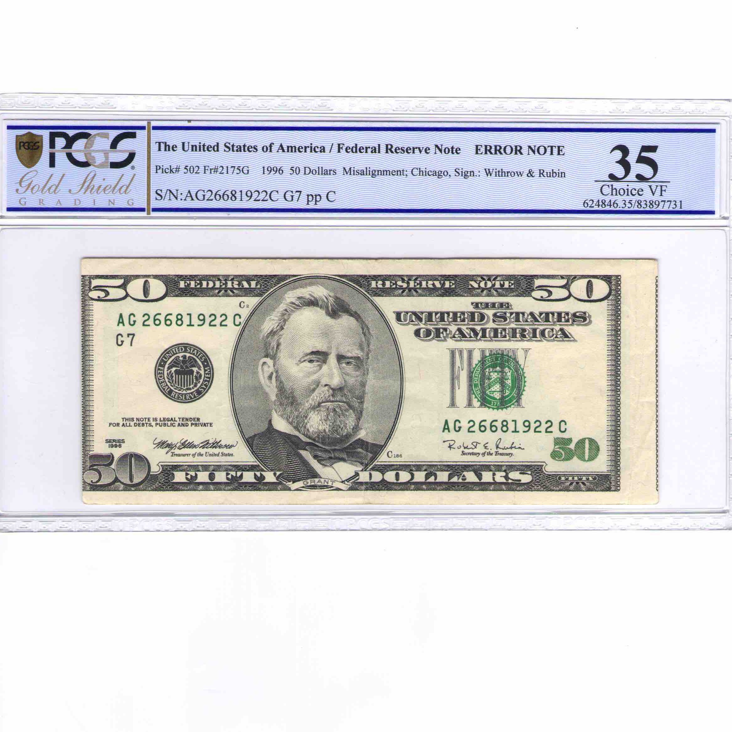 USA - 50 DOLLARS FAUTE avers USA - 50 DOLLARS FAUTE avers