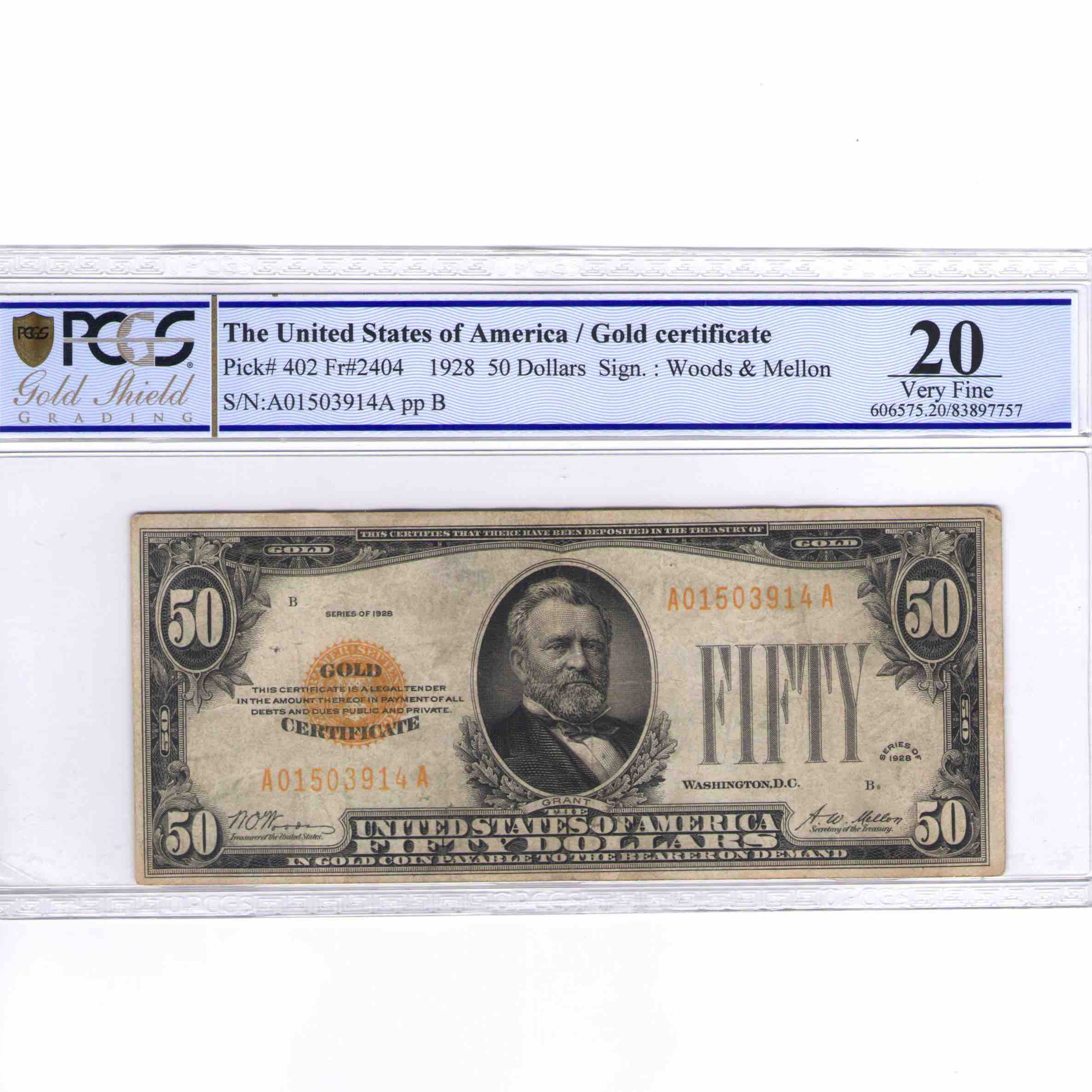 USA - 50 DOLLARS Gold CERTIFICATE avers USA - 50 DOLLARS Gold CERTIFICATE avers
