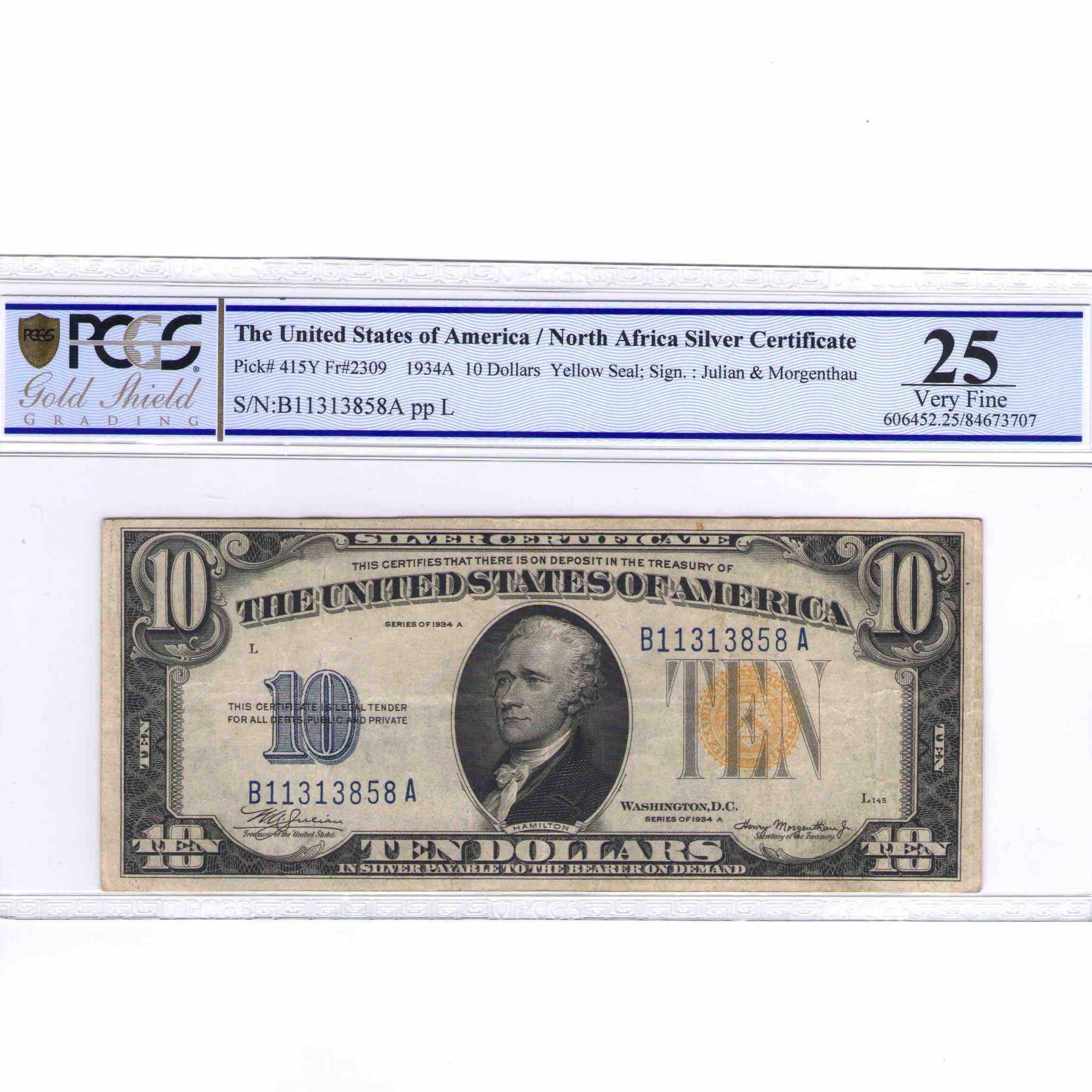 USA - 10 DOLLARS SCEAU JAUNE avers