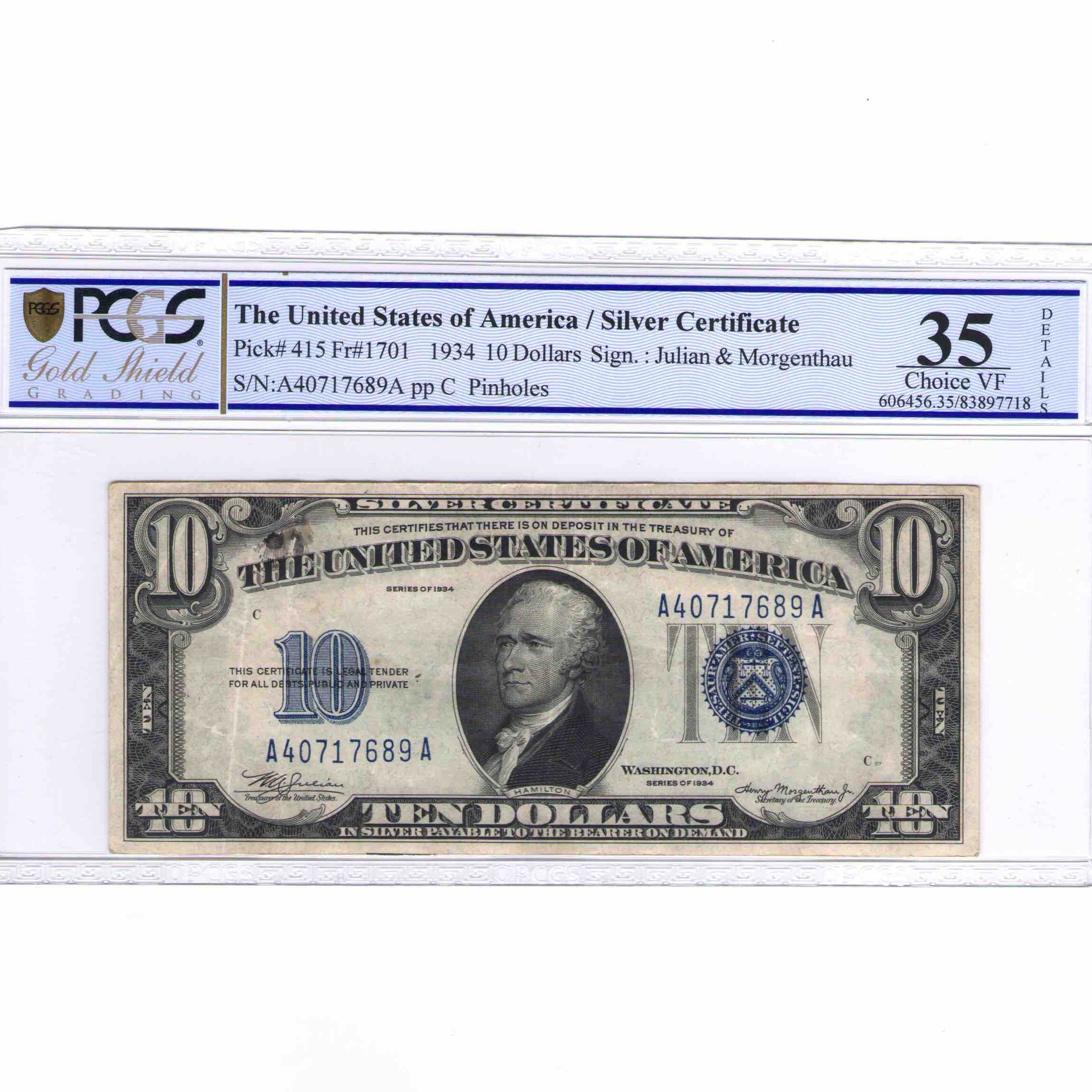 USA - 10 DOLLARS Silver certificate avers