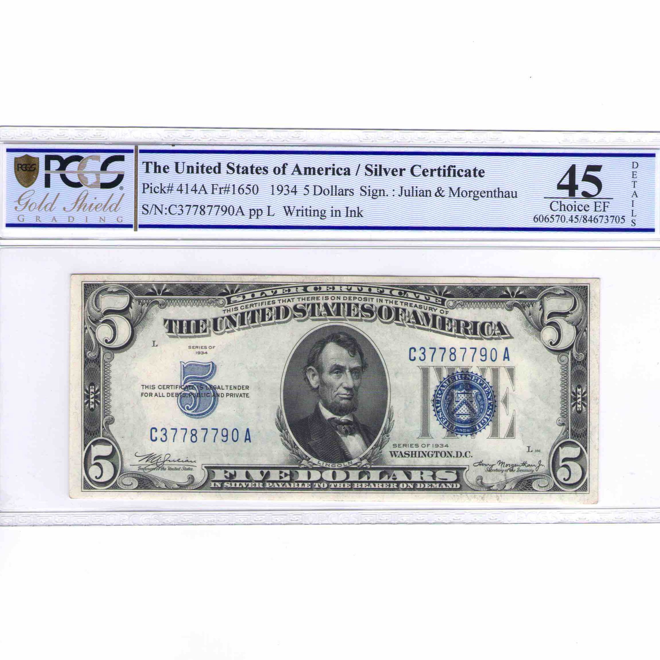 USA - 5 DOLLARS Silver Certificate avers USA - 5 DOLLARS Silver Certificate avers