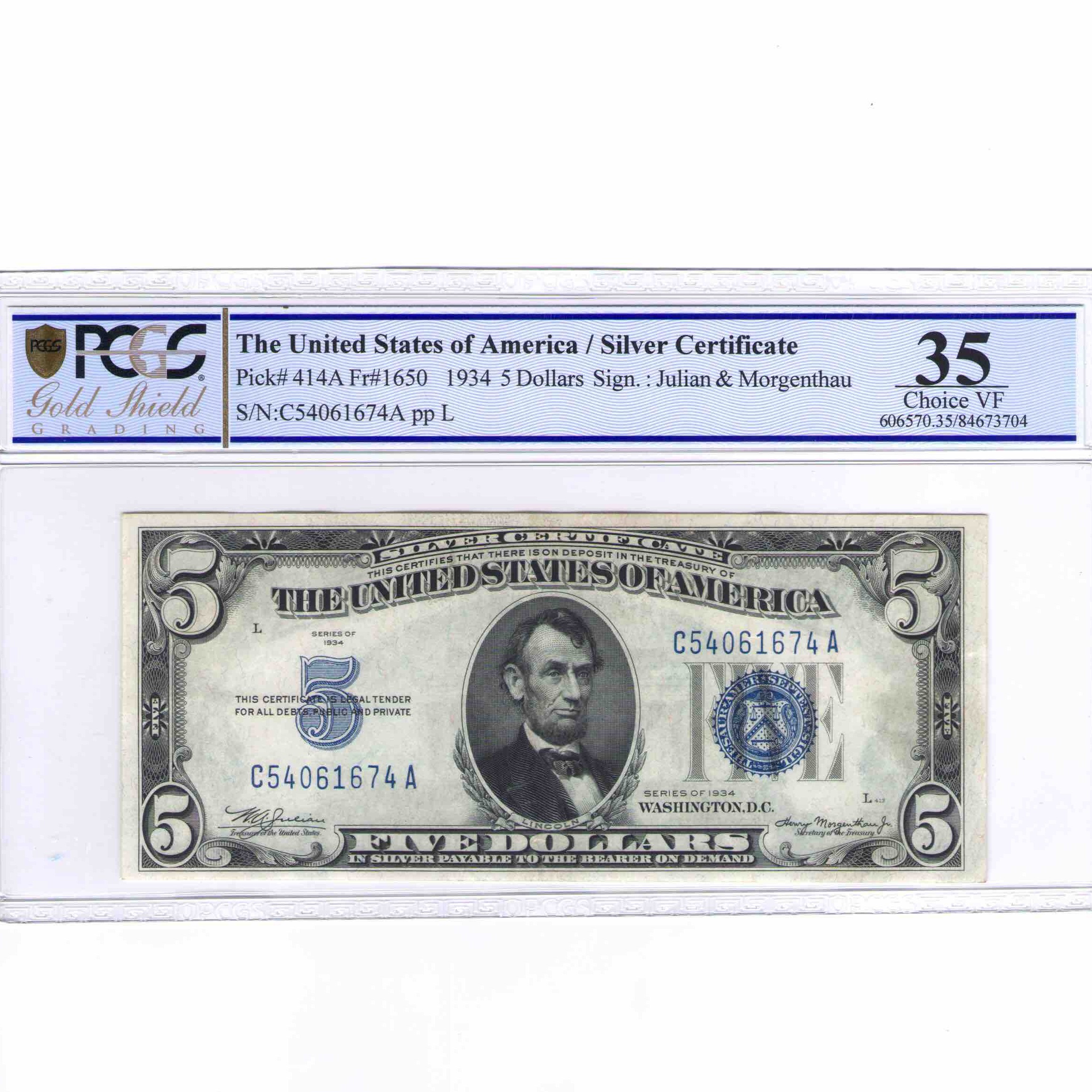 USA - 5 DOLLARS Silver Certificate avers