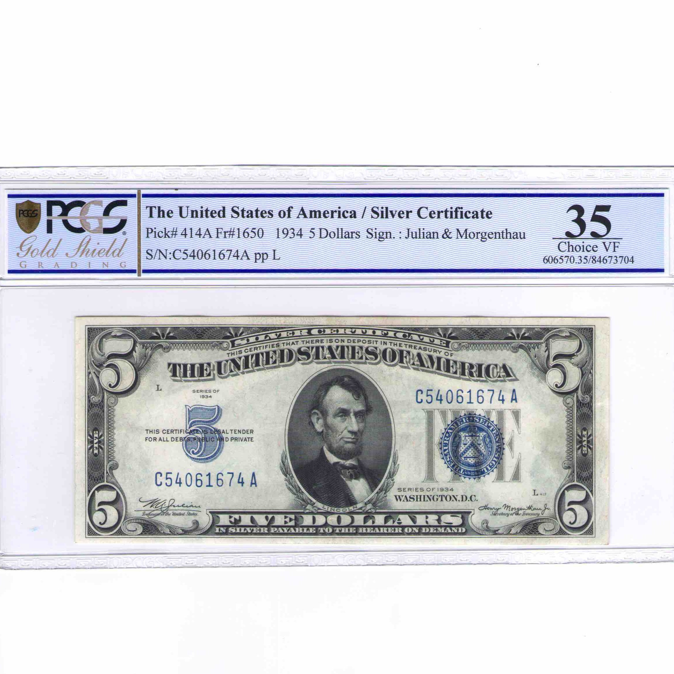 USA - 5 DOLLARS Silver Certificate avers USA - 5 DOLLARS Silver Certificate avers