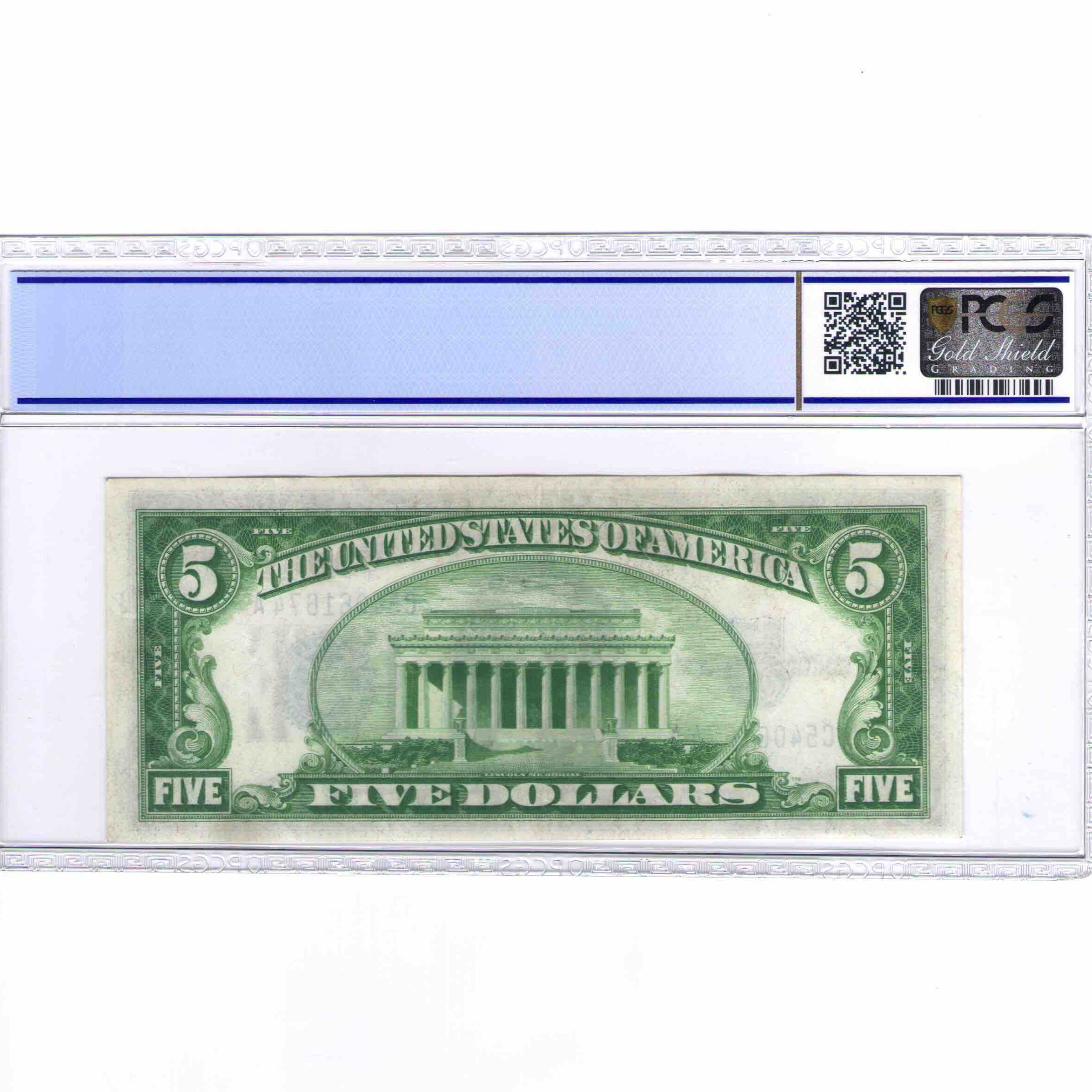 USA - 5 DOLLARS Silver Certificate revers USA - 5 DOLLARS Silver Certificate revers
