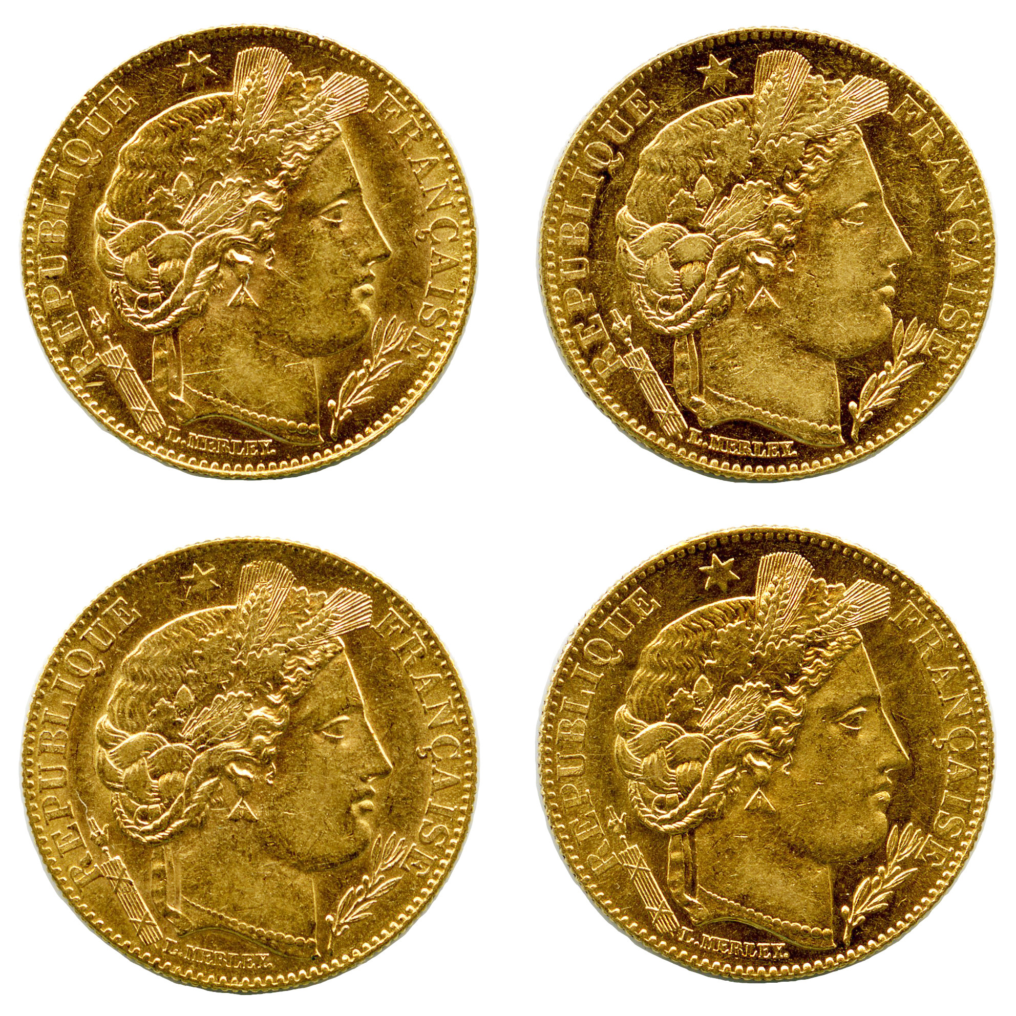10 Francs Or Cérès - Lot de 4 Monnaies avers 10 Francs Or Cérès - Lot de 4 Monnaies avers