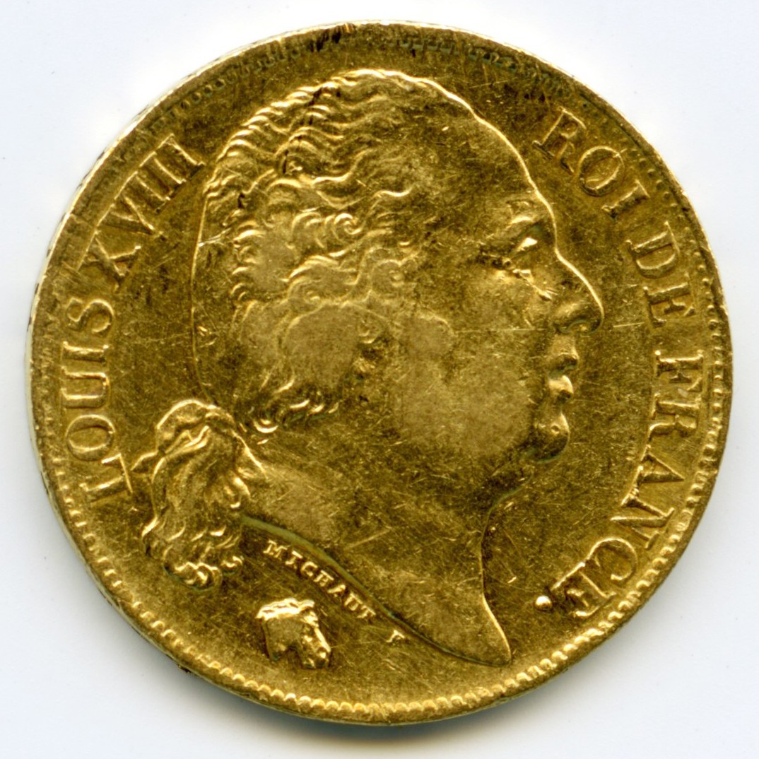 Louis XVIII - 20 Francs - 1824 W avers Louis XVIII - 20 Francs - 1824 W avers