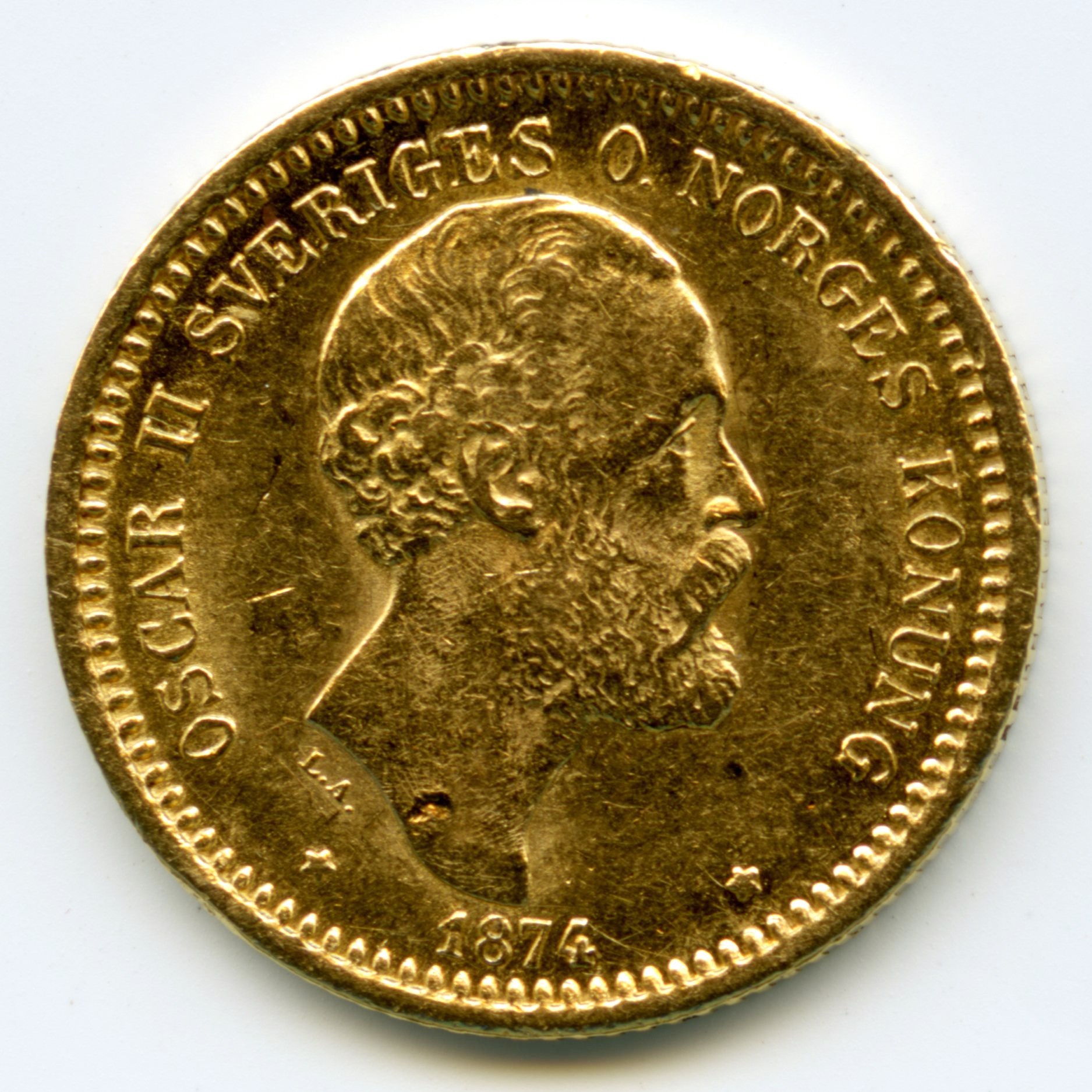 Suède - 10 Kronor - 1874 avers Suède - 10 Kronor - 1874 avers
