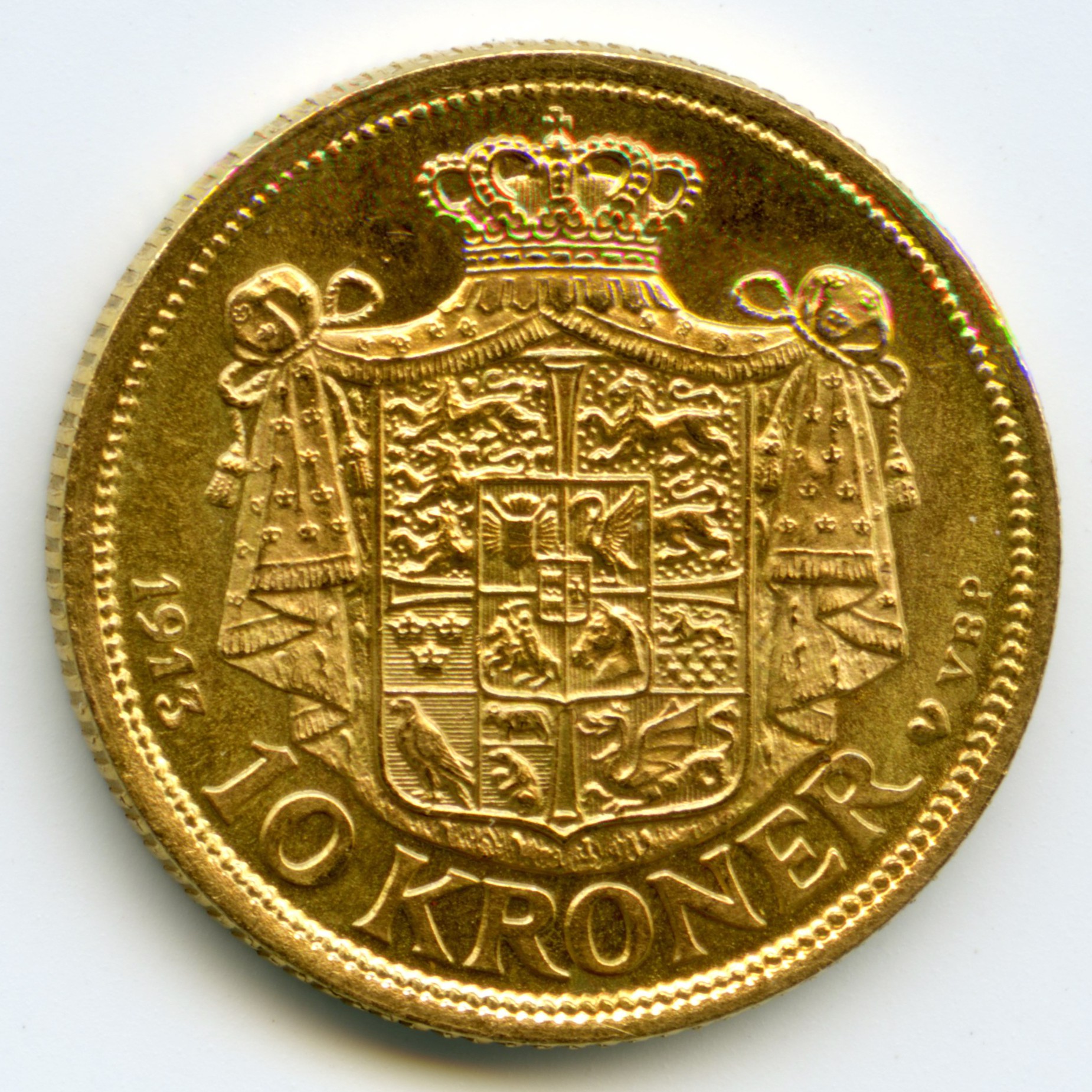 Danemark - 10 Kroner - 1913 VBP revers Danemark - 10 Kroner - 1913 VBP revers