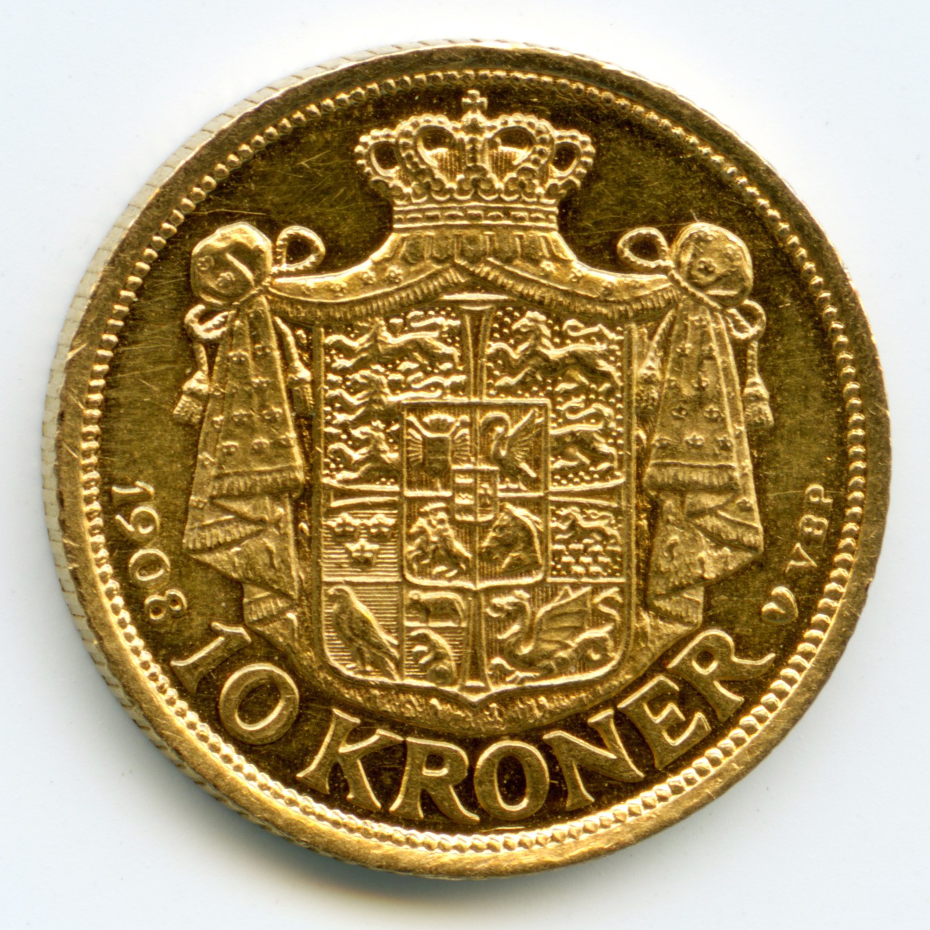 Danemark - 10 Kroner - 1908 revers Danemark - 10 Kroner - 1908 revers