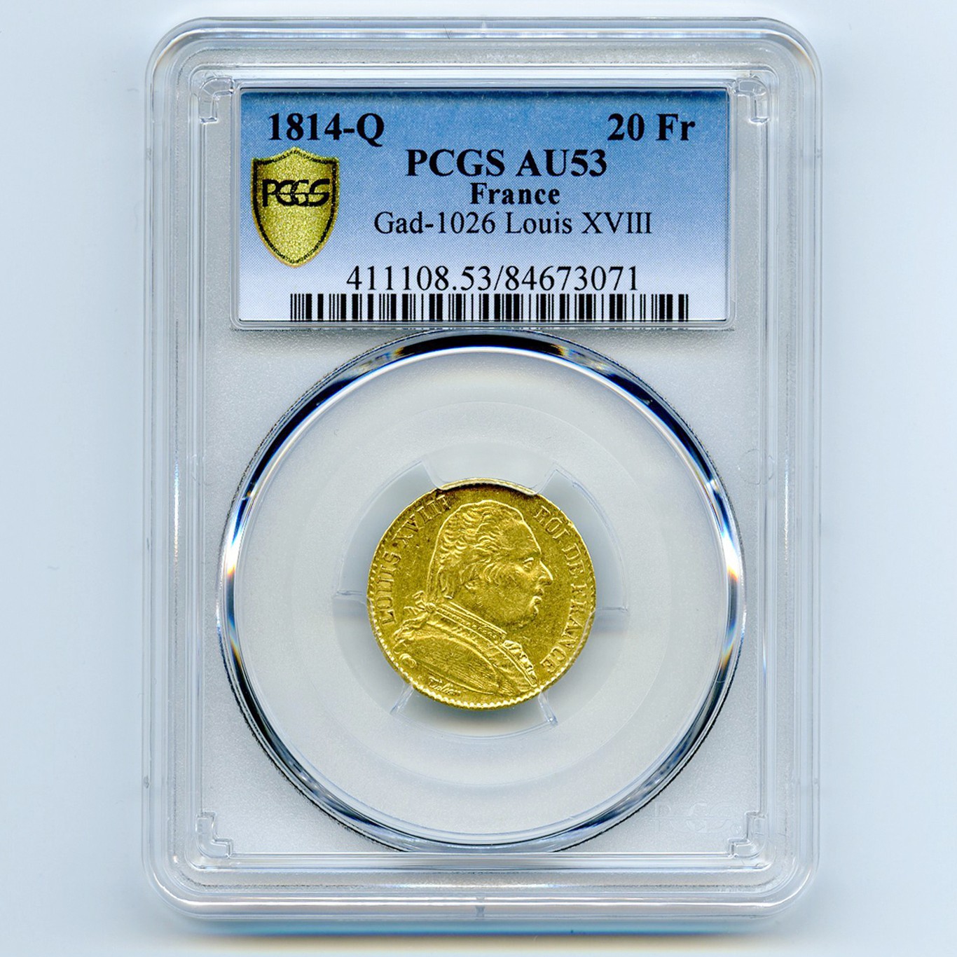 Louis XVIII - 20 Francs - 1814 Q avers Louis XVIII - 20 Francs - 1814 Q avers