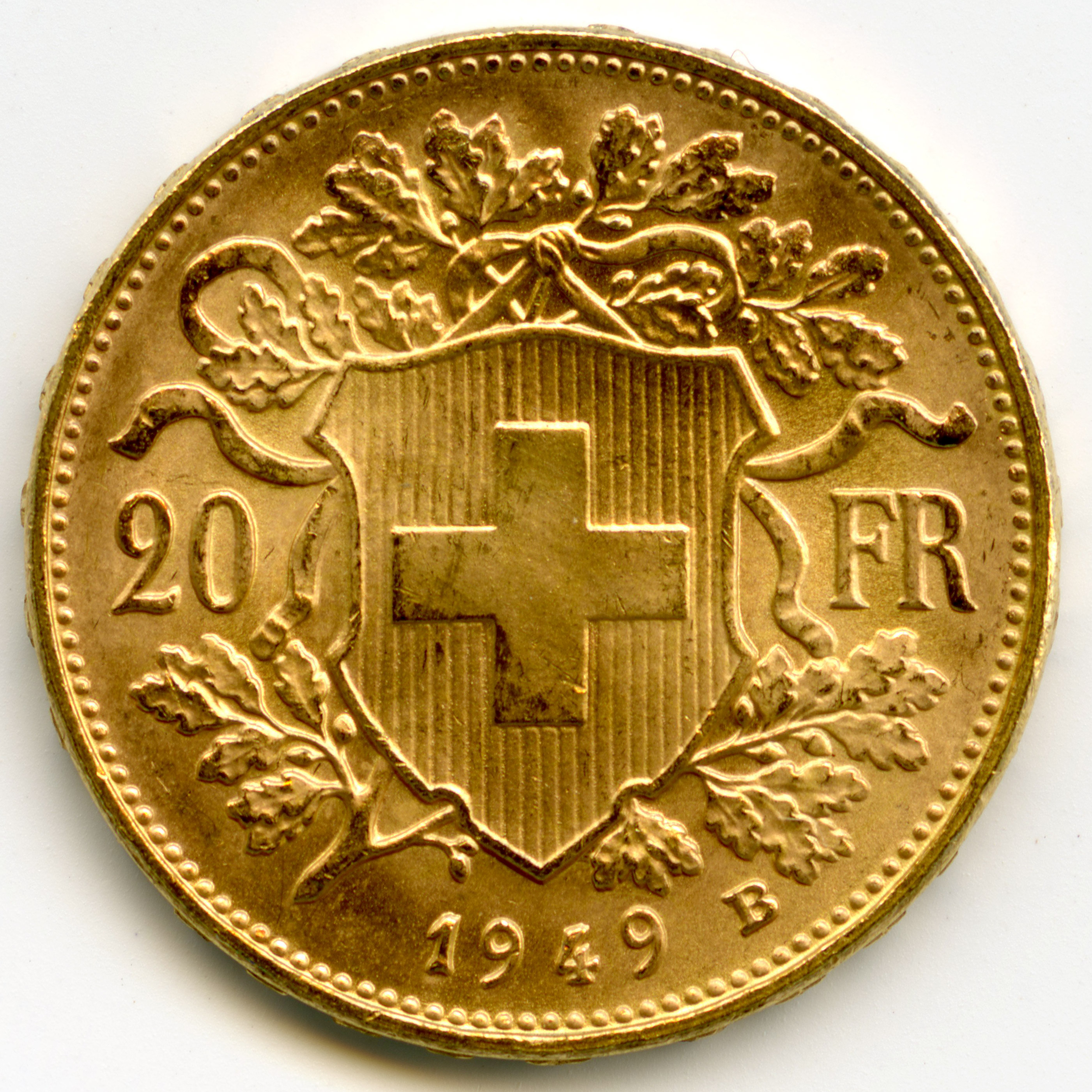 20 Francs Croix Suisse revers
