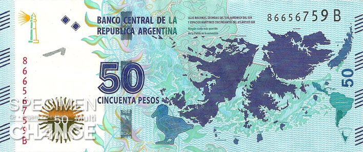 50 pesos argentins (ARS) recto