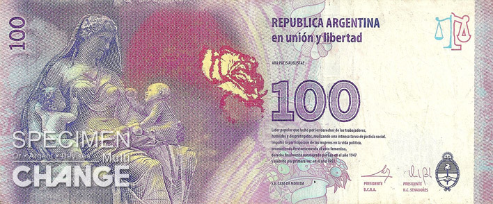 100 pesos argentins (ARS) verso